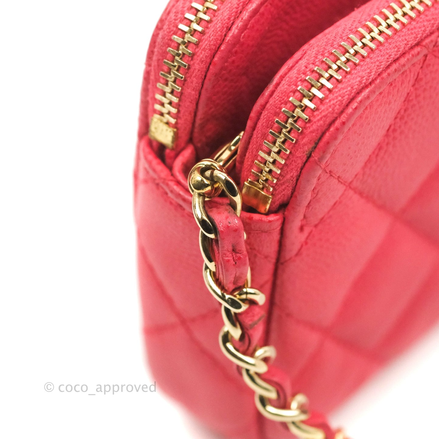 Chanel Quilted Clutch With Chain Pink Caviar Gold Hardware