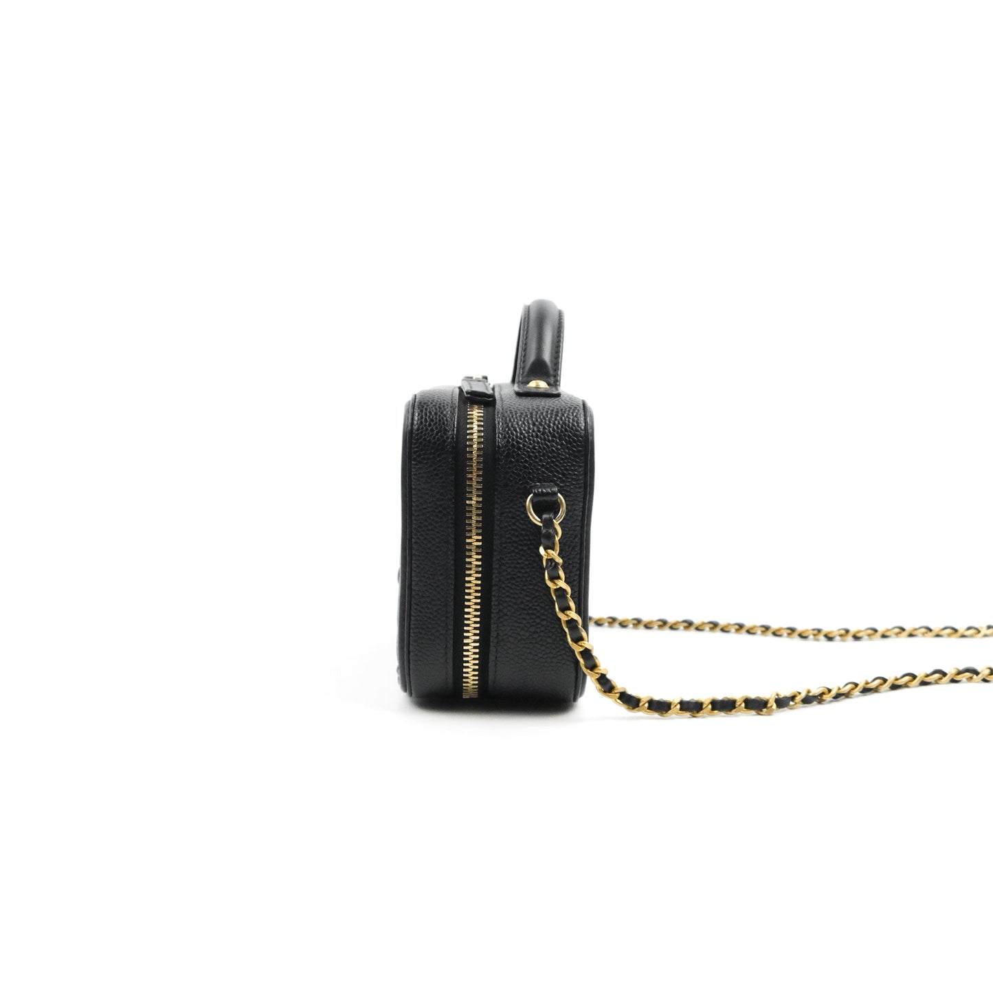Chanel Quilted Small CC Filigree Vanity Case Black Caviar