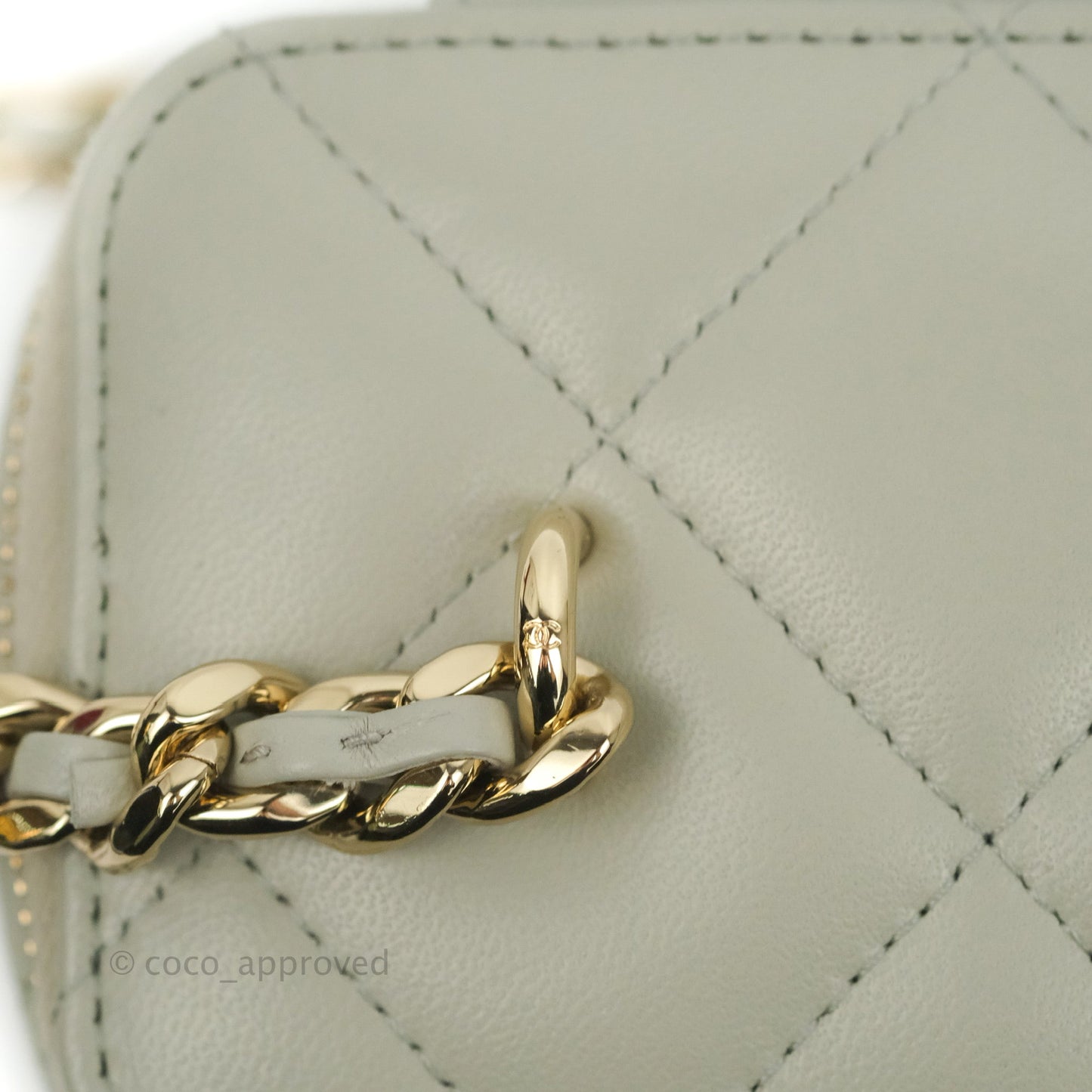 Chanel Resin Elegant Chain Vanity Case Grey Lambskin Gold Hardware