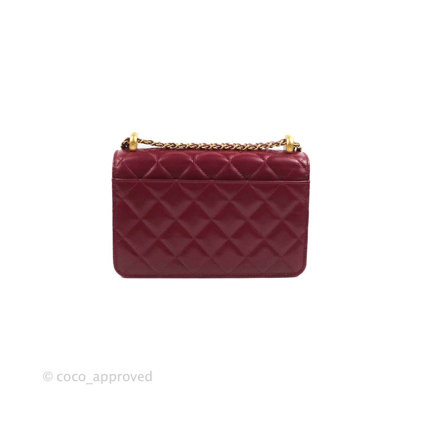 Chanel Quilted Perfect Fit Adjustable Wallet On Chain WOC Burgundy Calfskin Aged Gold Hardware