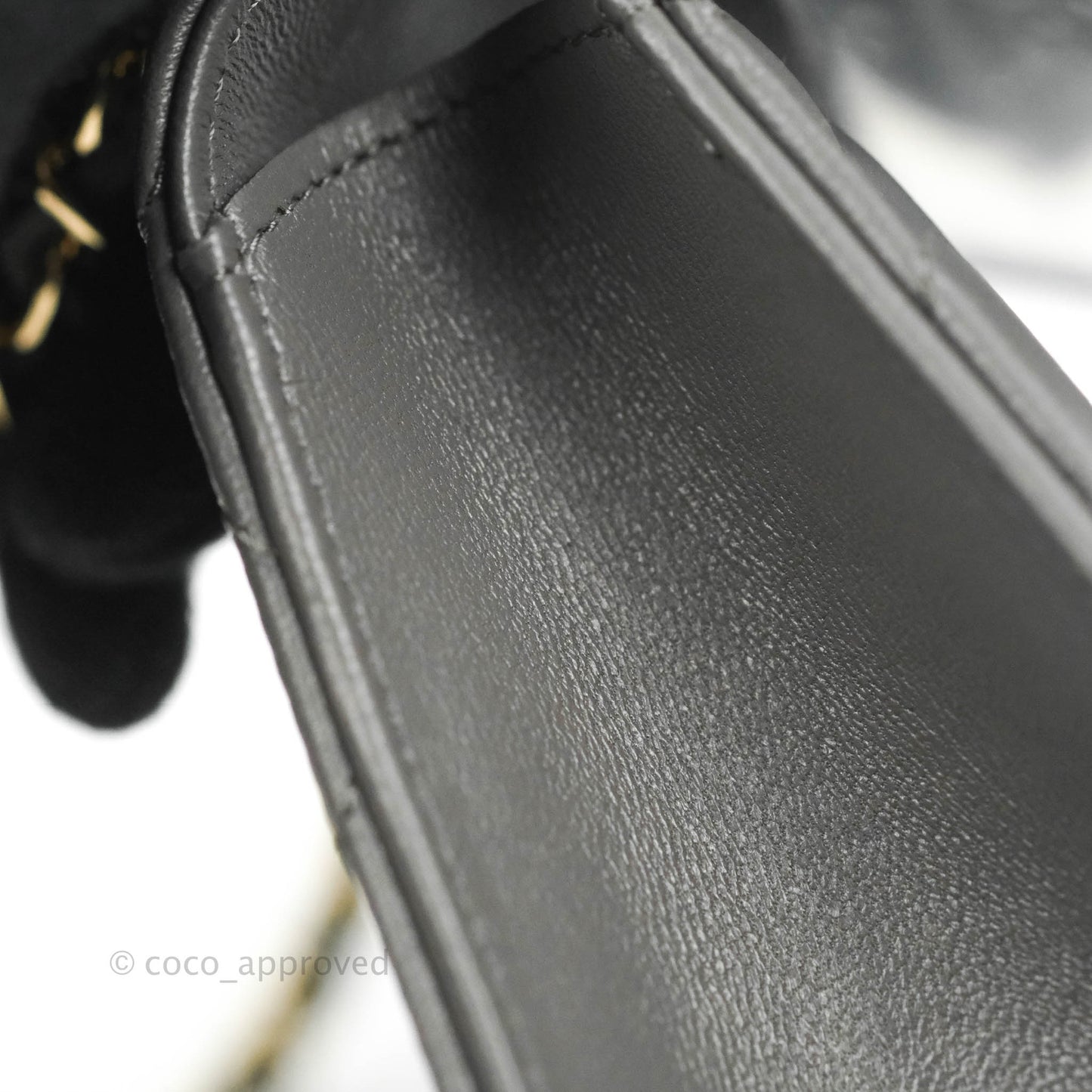 Chanel Mini Handle Clutch With Chain Grey Lambskin Gold Hardware