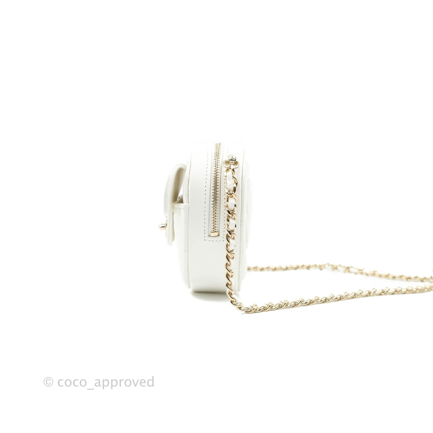 Chanel Small Heart Bag White Lambskin Gold Hardware 22S