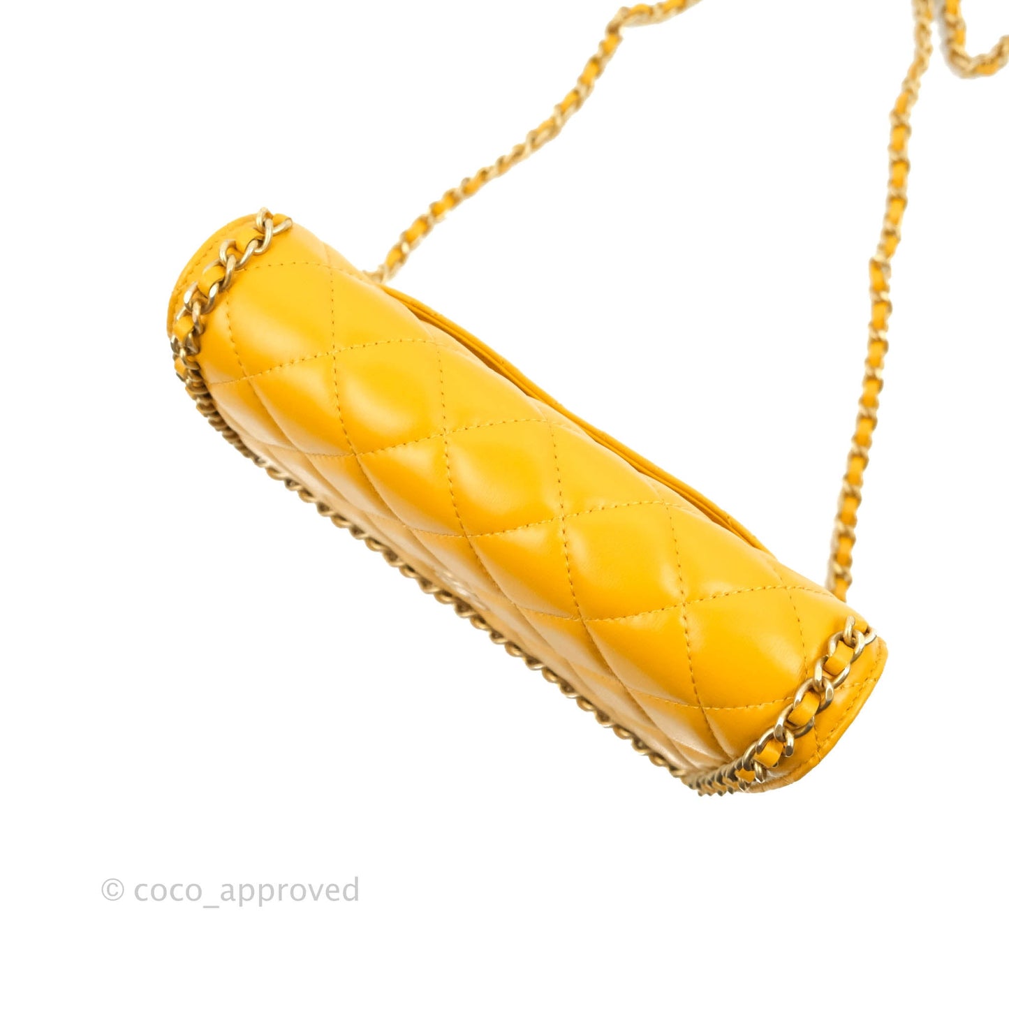 Chanel Quilted Classic Chain Around WOC Yellow Lambskin Aged Gold Hardware