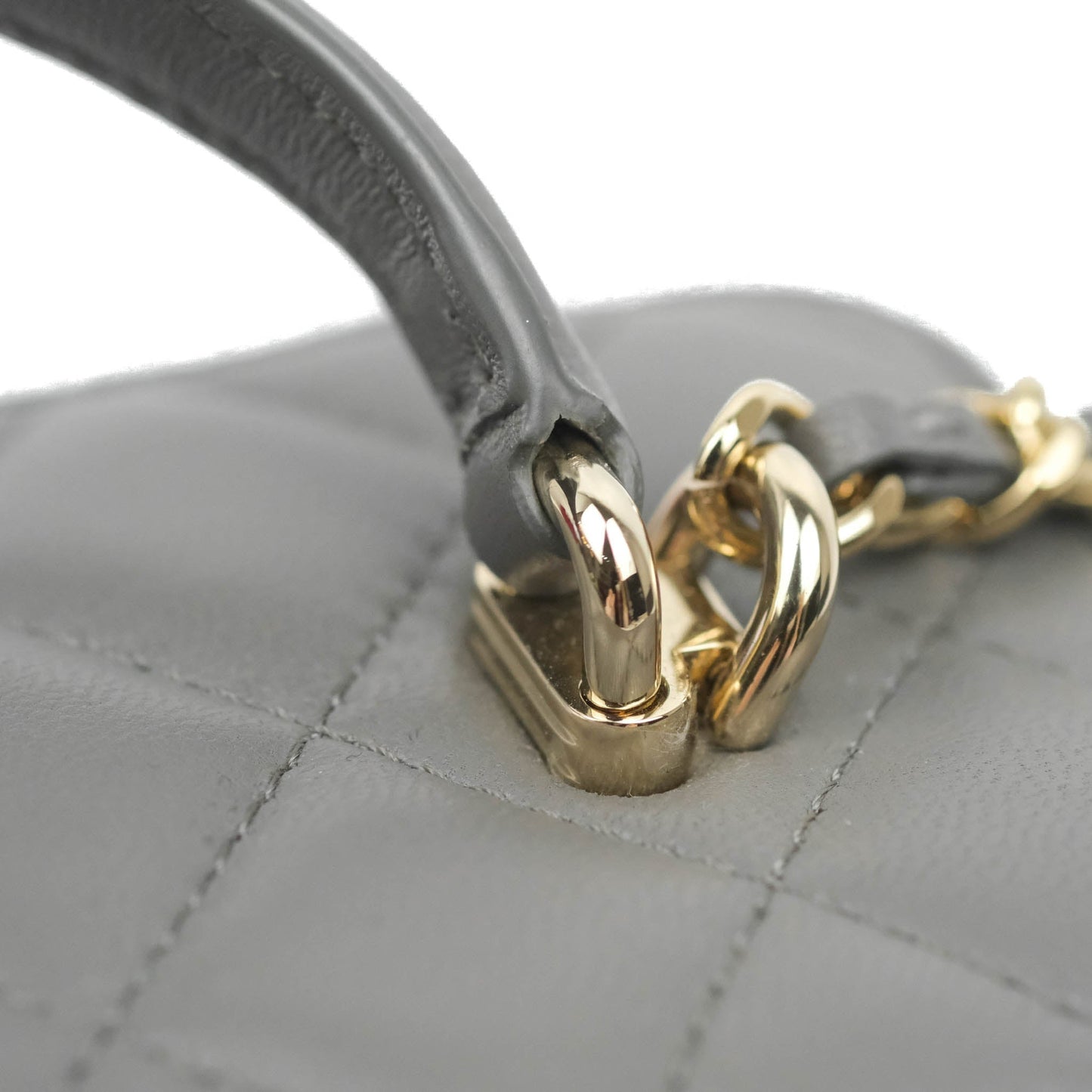Chanel Vanity Rectangular Top Handle Grey Lambskin Gold Hardware