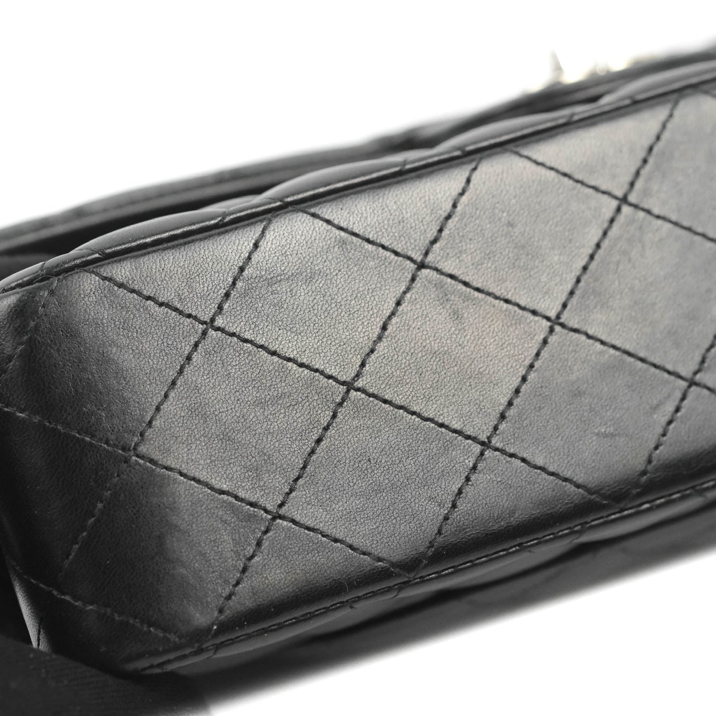 Chanel Classic M/L Medium Flap Quilted Black Lambskin Silver Hardware