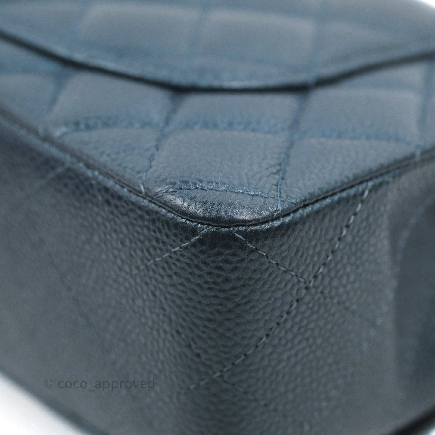 Chanel Small Classic Flap Quilted Iridescent Navy Caviar Gold Hardware 18S