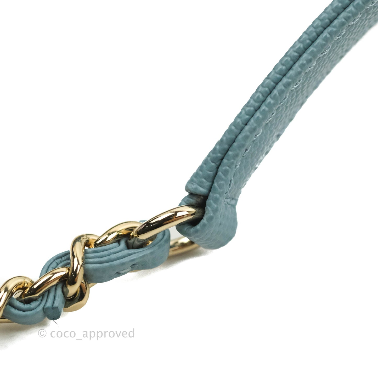 Chanel Small Coco Handle Chevron Blue Caviar Gold Hardware