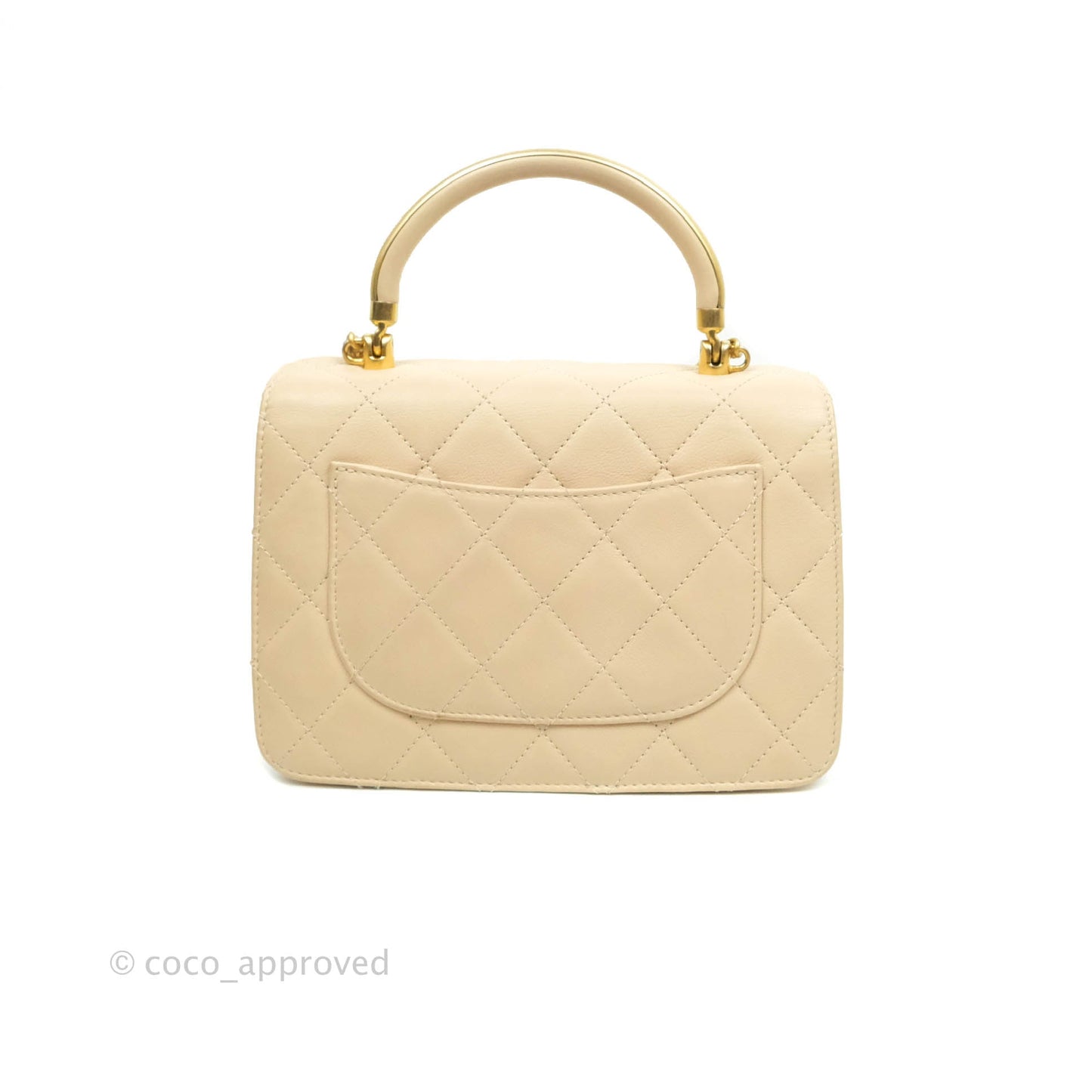 Chanel Small Gold Top Handle Bag Light Beige Lambskin Aged Gold Hardware