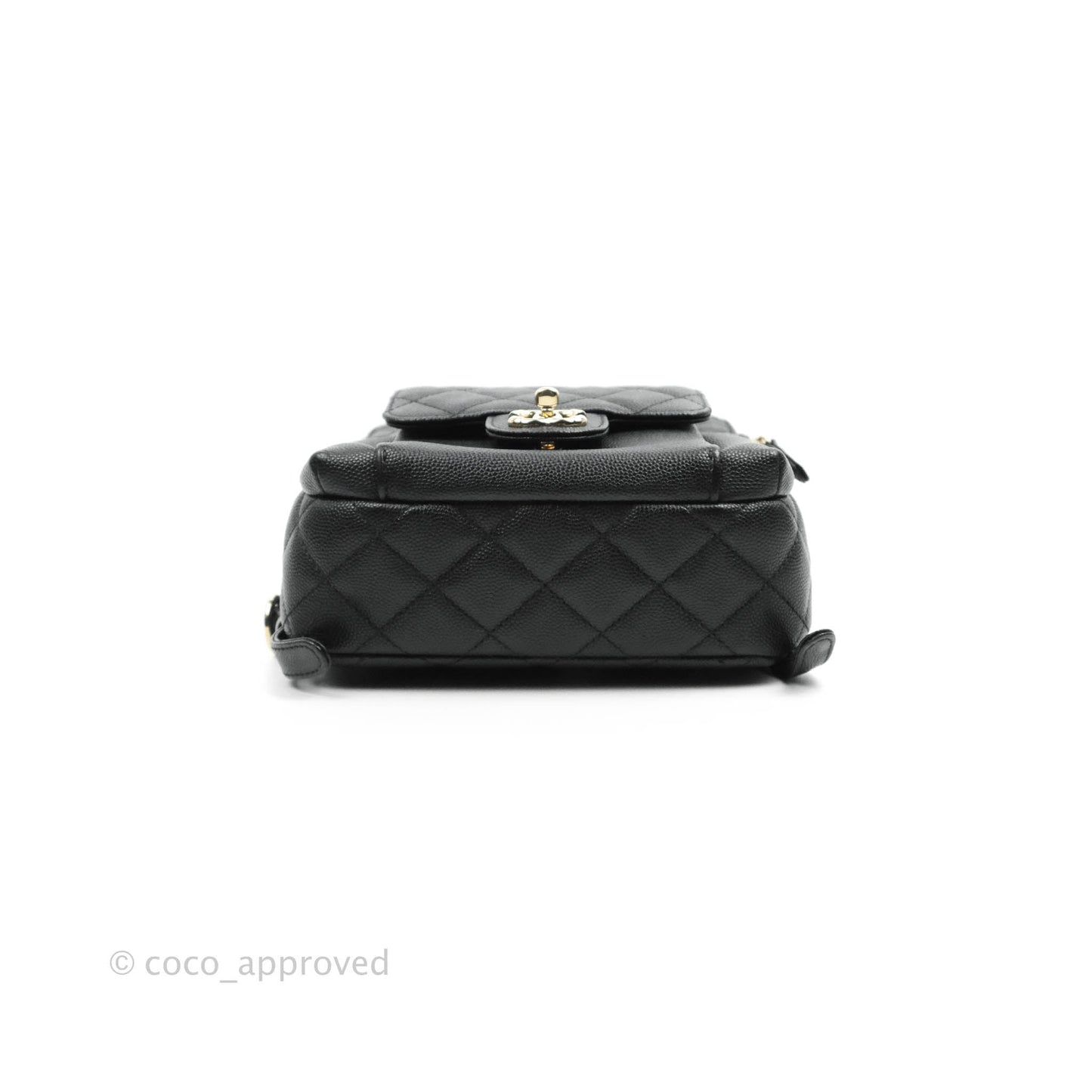 Chanel Quilted Small CC Day Backpack Black Caviar Gold Hardware