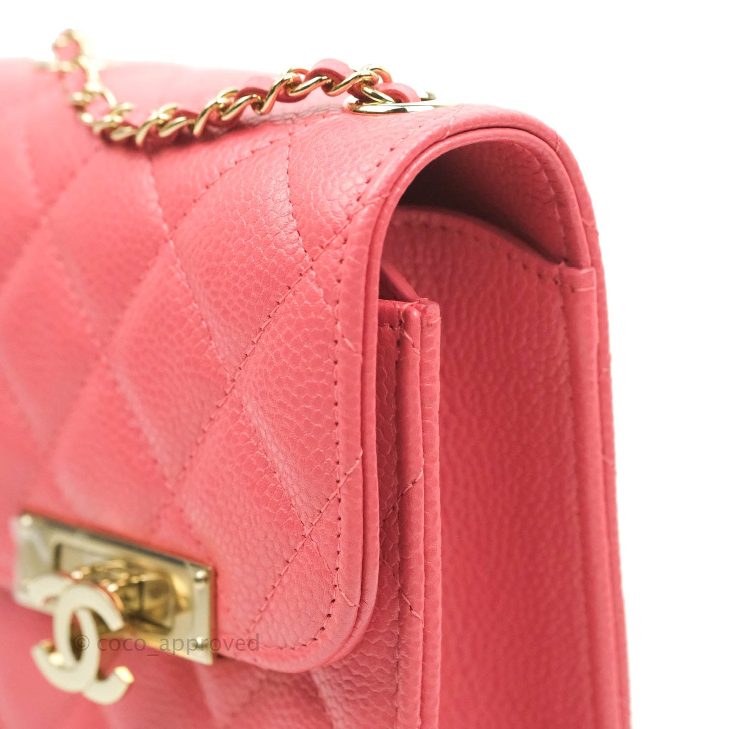 Chanel Golden Class Phone Holder With Chain Pink Caviar Gold Hardware