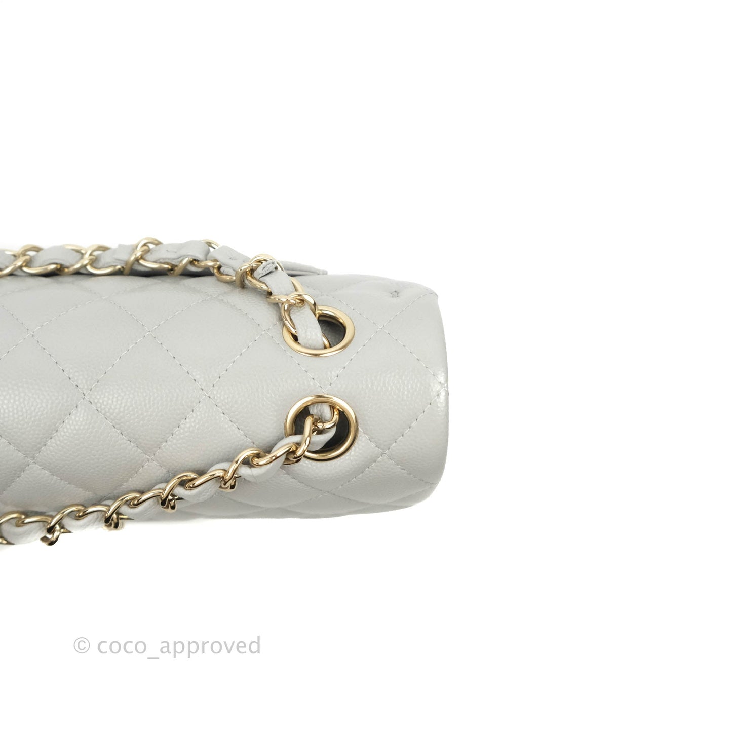 Chanel Small Classic Quilted Flap Grey Caviar Gold Hardware 21A