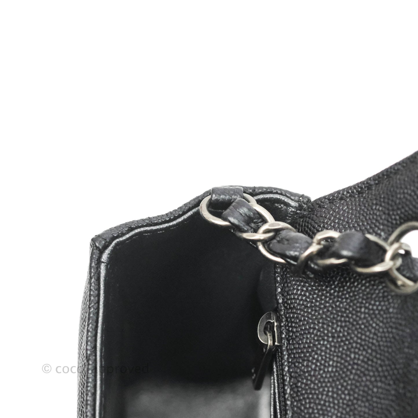 Chanel Chevron Mini Rectangular Flap Iridescent Black Caviar Ruthenium Hardware 17B