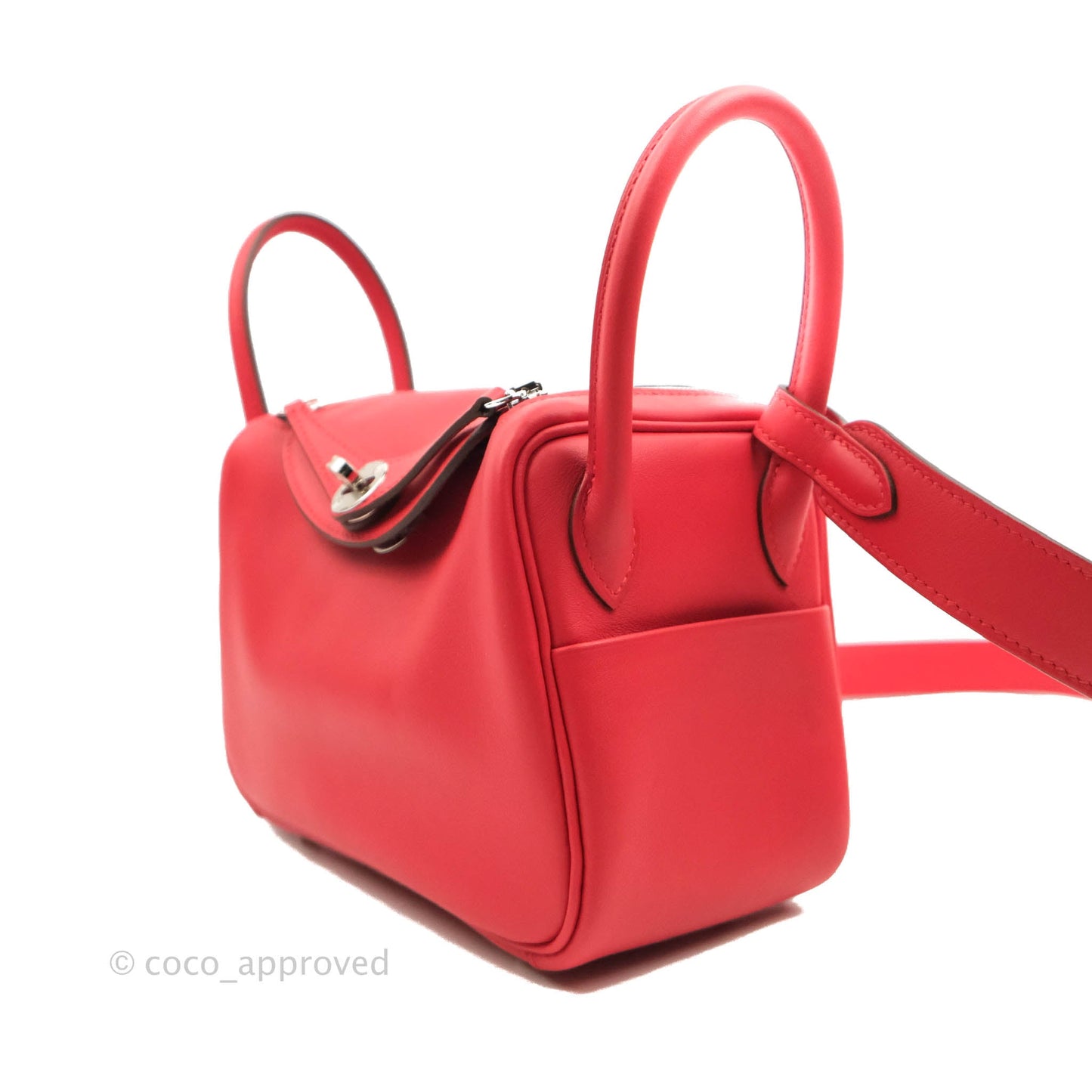 Hermès Mini Lindy 20 Red Swift Palladium Hardware