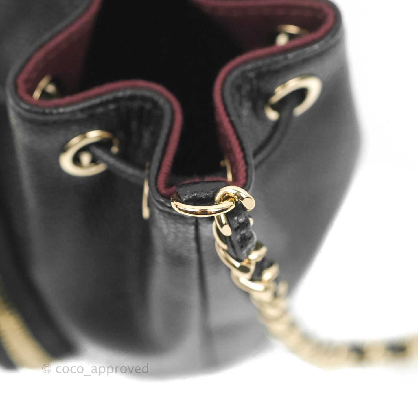 Chanel Mini Bucket with Chain Black Caviar Gold Hardware 22B