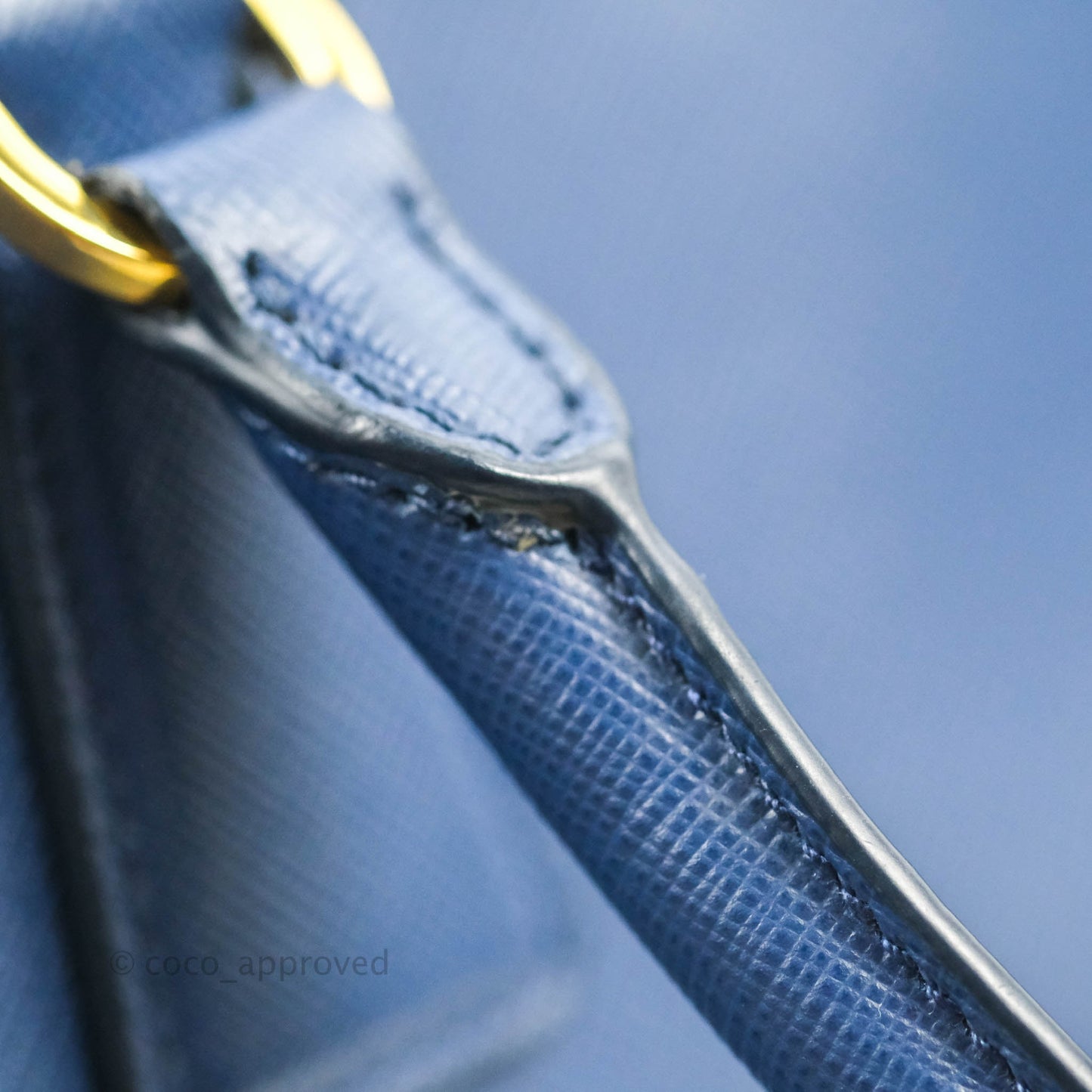 Prada Double Zip Lux Saffiano Dark Blue Large Tote Bag