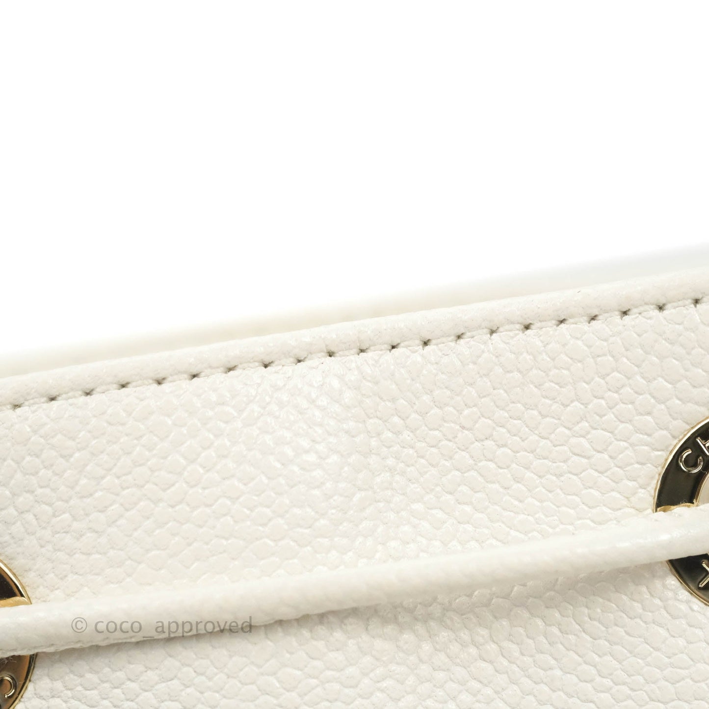 Chanel Business Affinity Drawstring Bucket Bag White Caviar Gold Hardware