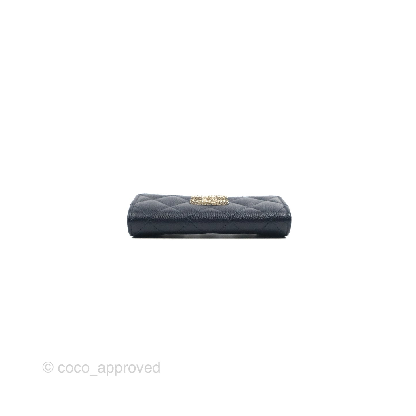 Chanel Quilted Flap Card Holder Navy Caviar