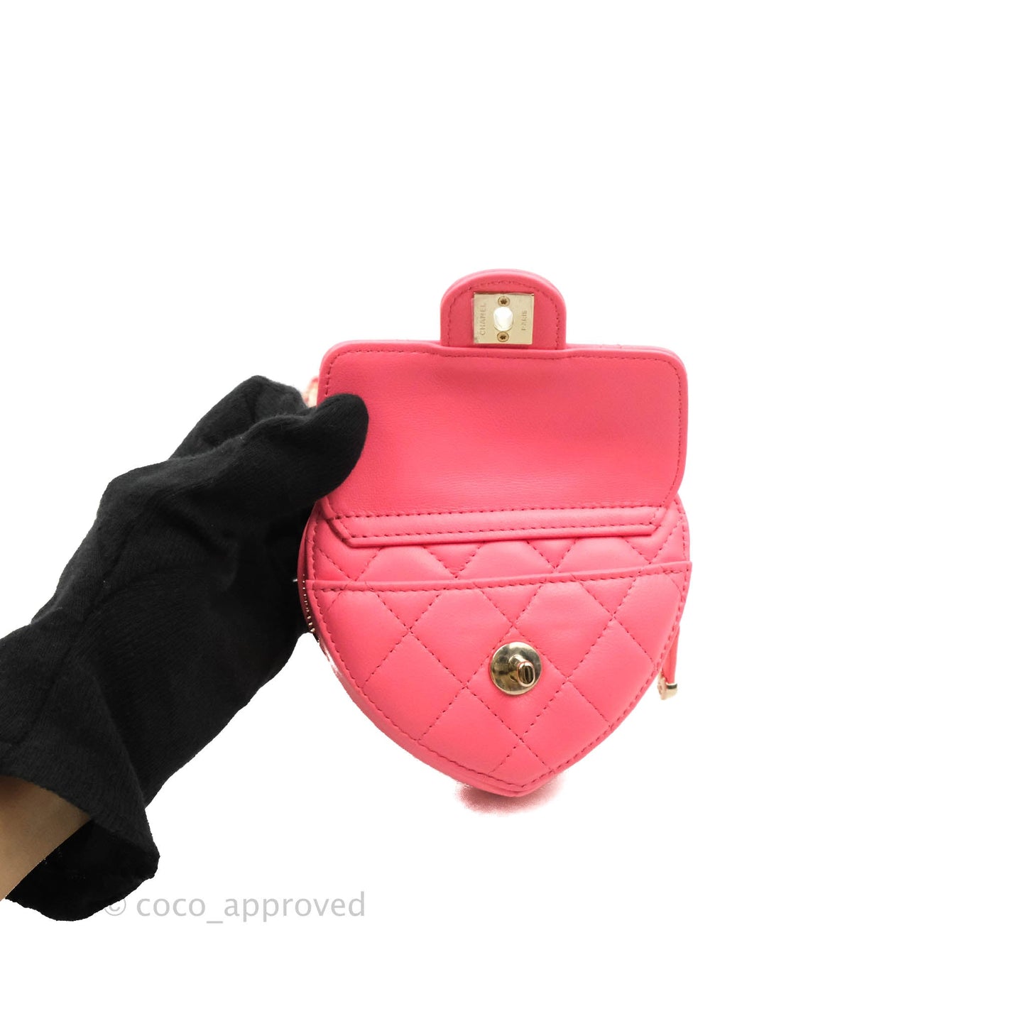 Chanel Mini Heart Belt Bag Pink Lambskin Gold Hardware 22S