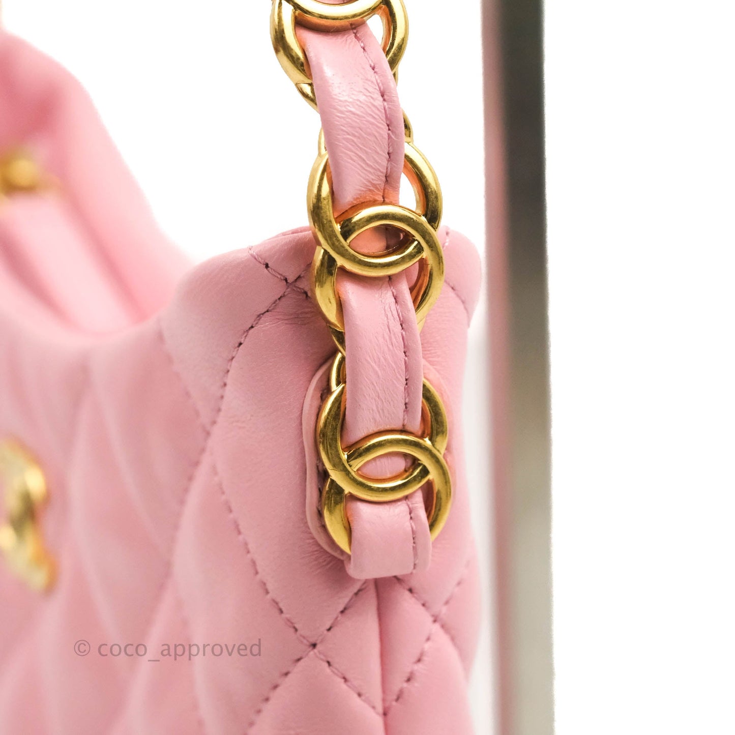 Chanel Quilted CC Chain Hobo Bag Pink Lambskin Aged Gold Hardware
