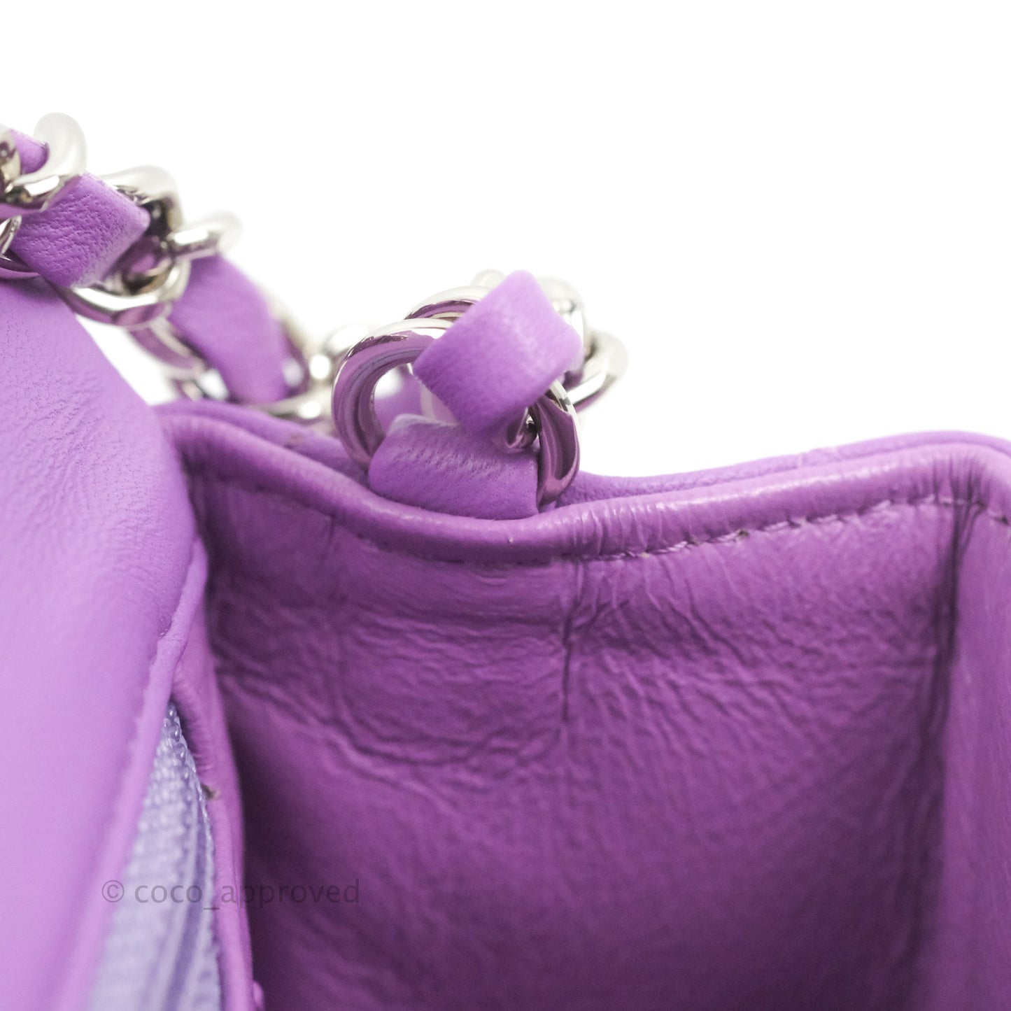 Chanel Quilted Mini Rectangular Flap Purple Lambskin Silver Hardware