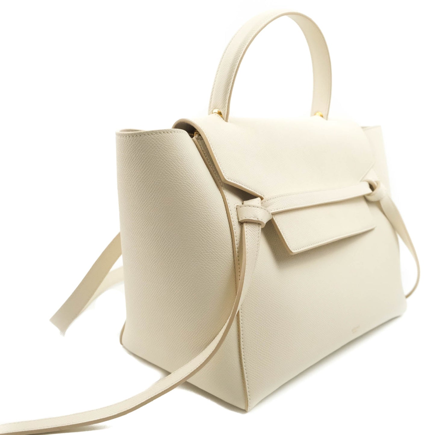 Celine Mini Belt Bag White Grained Calfskin Gold Hardware