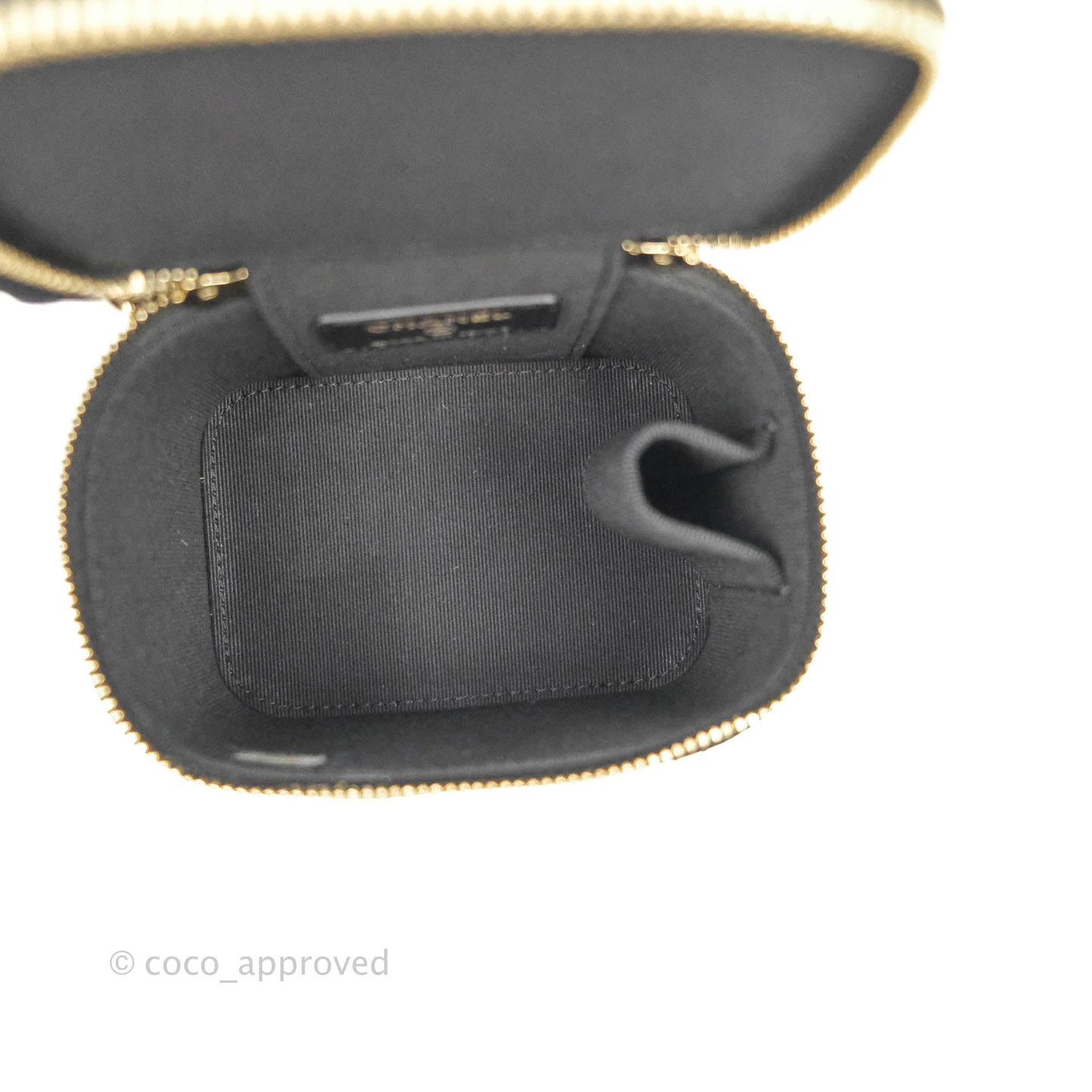 Chanel Mini Top Handle Vanity With Chain Black Lambskin Gold Hardware