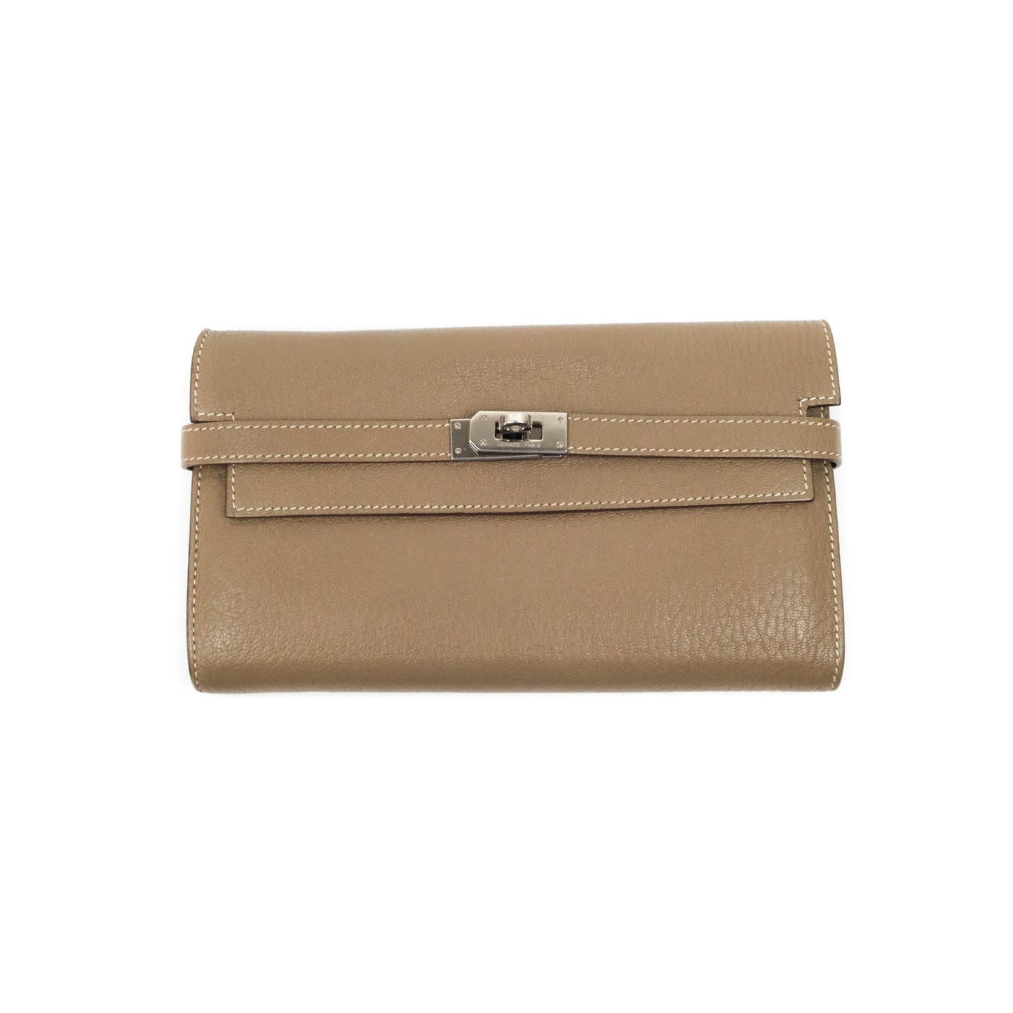 Hermès Kelly Wallet Etoupe Chevre Mysore Palladium Hardware