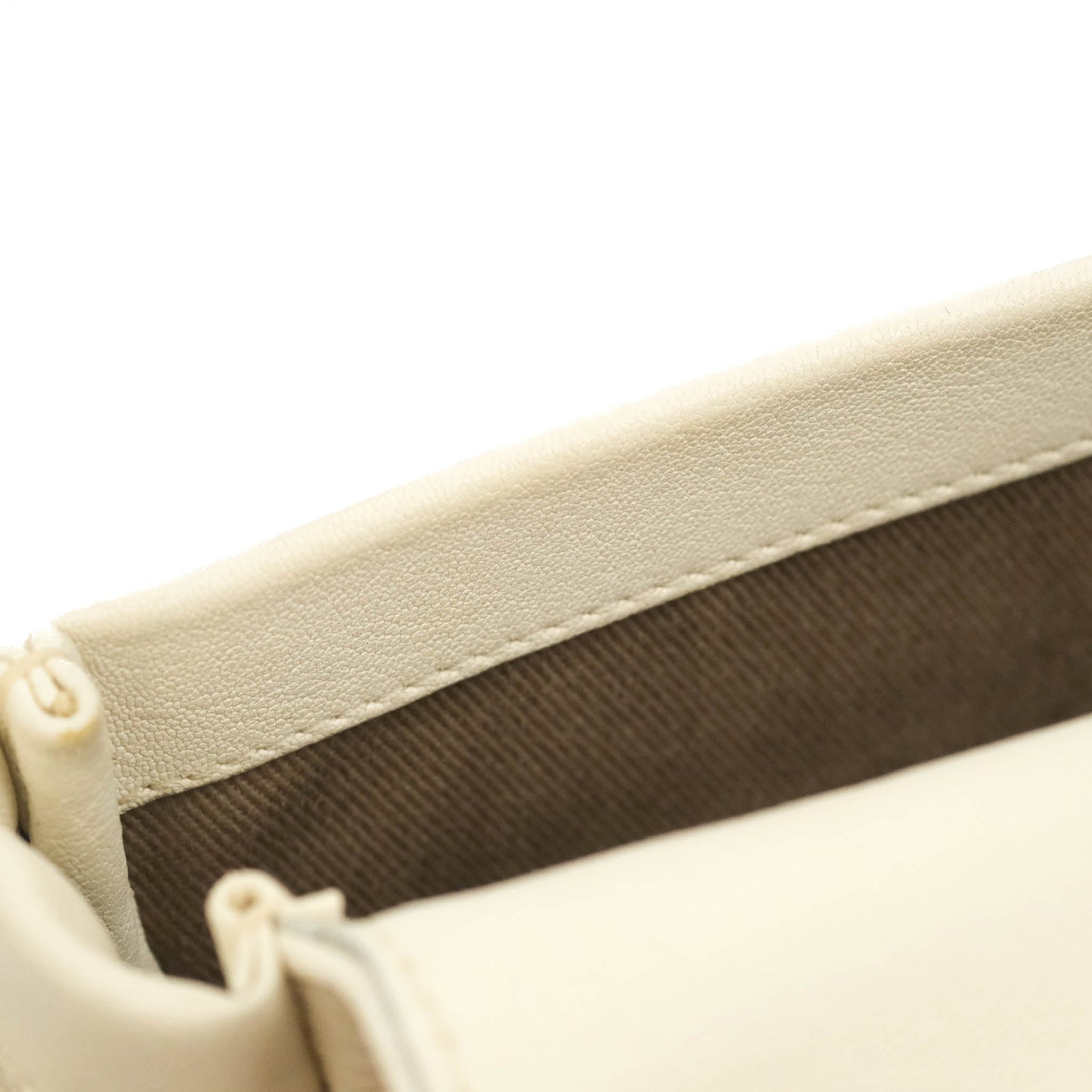 Chanel Flat Quilted Mini Flap Bag Ivory Calfskin Gold Hardware