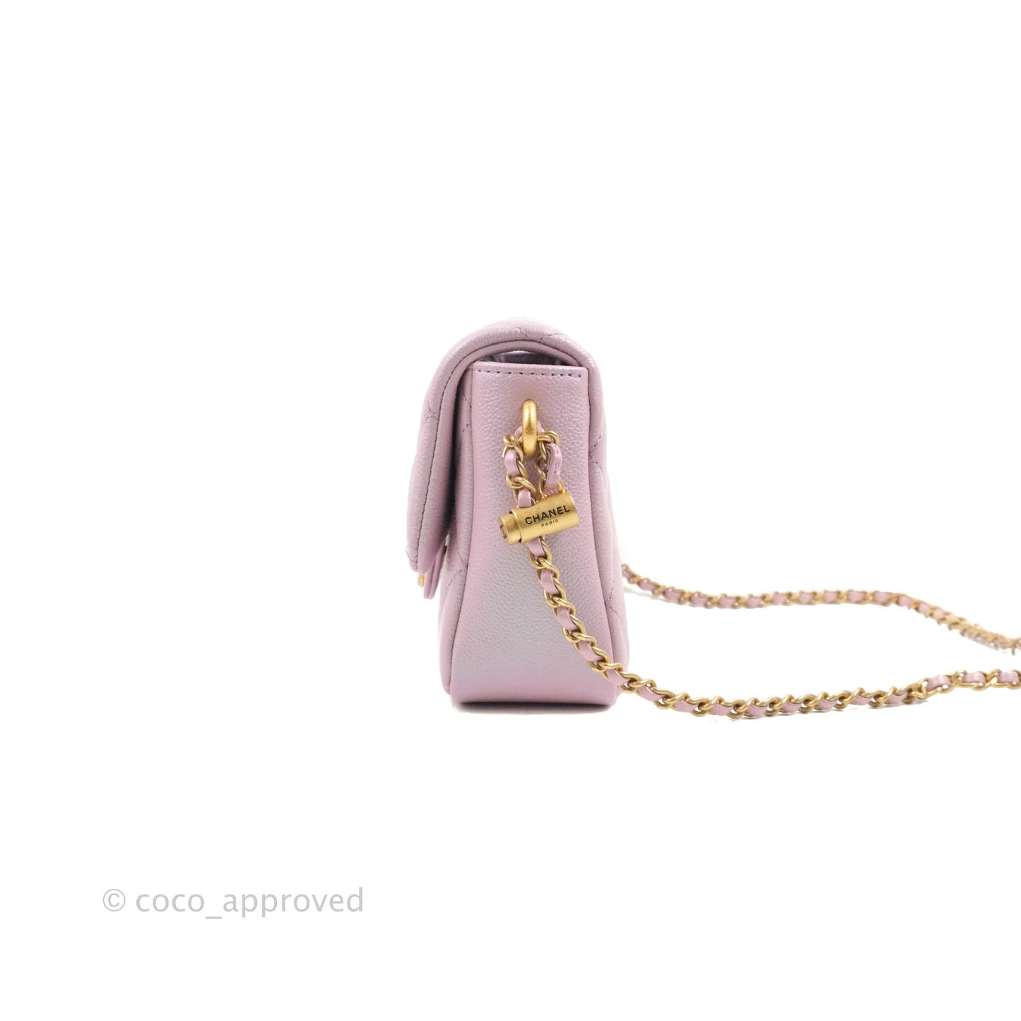 Chanel Quilted My Perfect Mini Iridescent Pink Caviar Aged Gold Hardware 21K