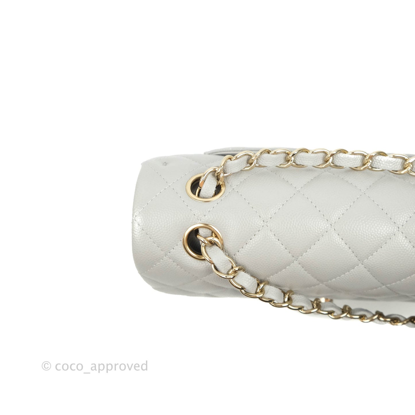 Chanel Small Classic Quilted Flap Grey Caviar Gold Hardware 21A