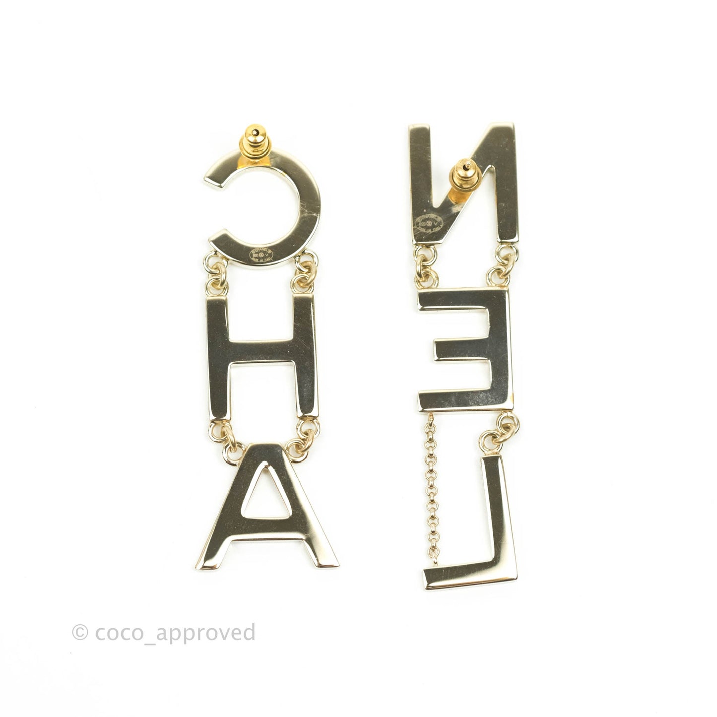 Chanel Large Gold Letter Runway Earrings