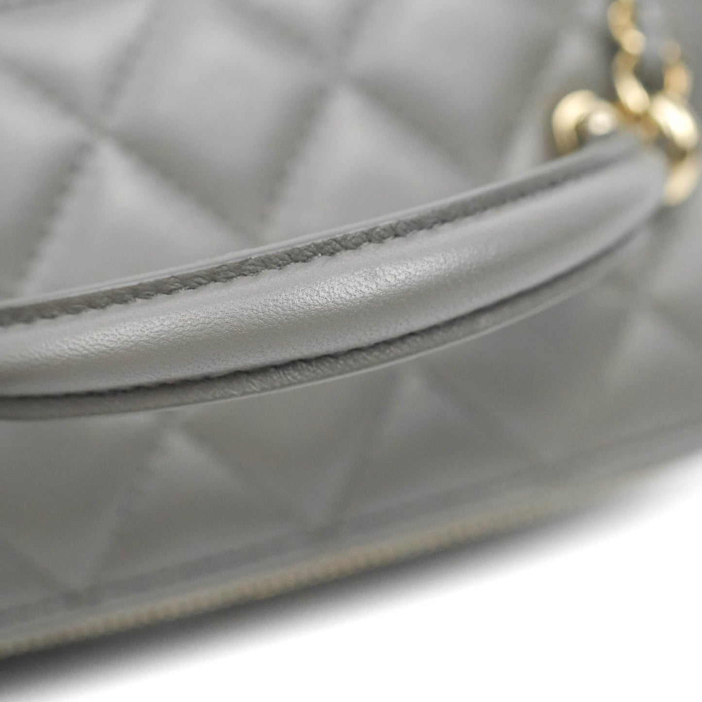 Chanel Vanity Rectangular Top Handle Grey Lambskin Gold Hardware