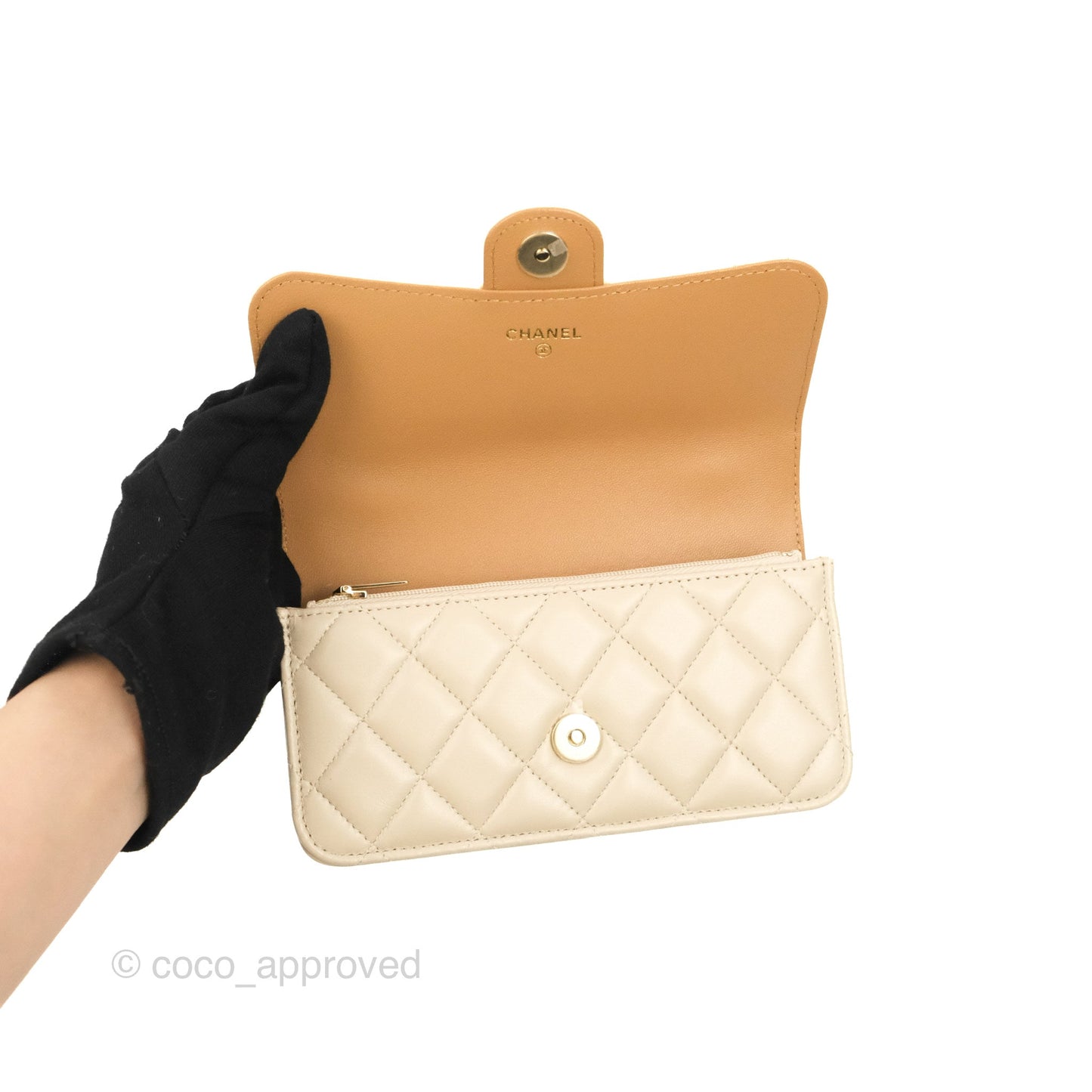 Chanel Top Handle Mini WOC Ecru/Beige Lambskin Gold Hardware 23P