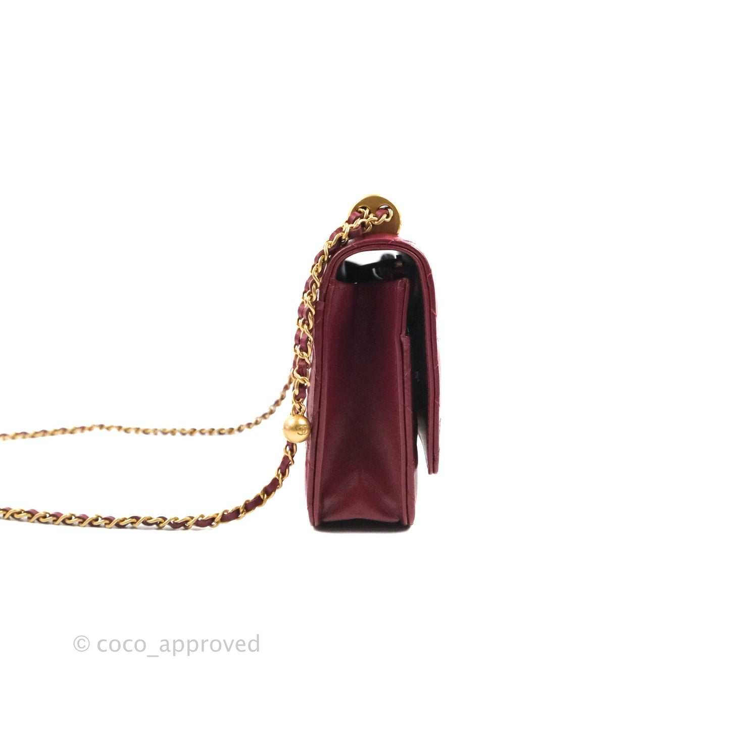 Chanel Quilted Perfect Fit Adjustable Wallet On Chain WOC Burgundy Calfskin Aged Gold Hardware