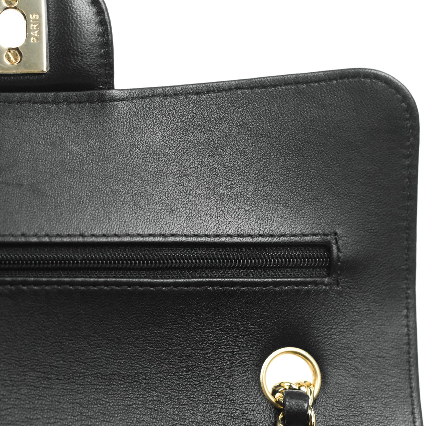 Chanel Classic Chevron S/M Small Double Flap Black Lambskin Gold Hardware