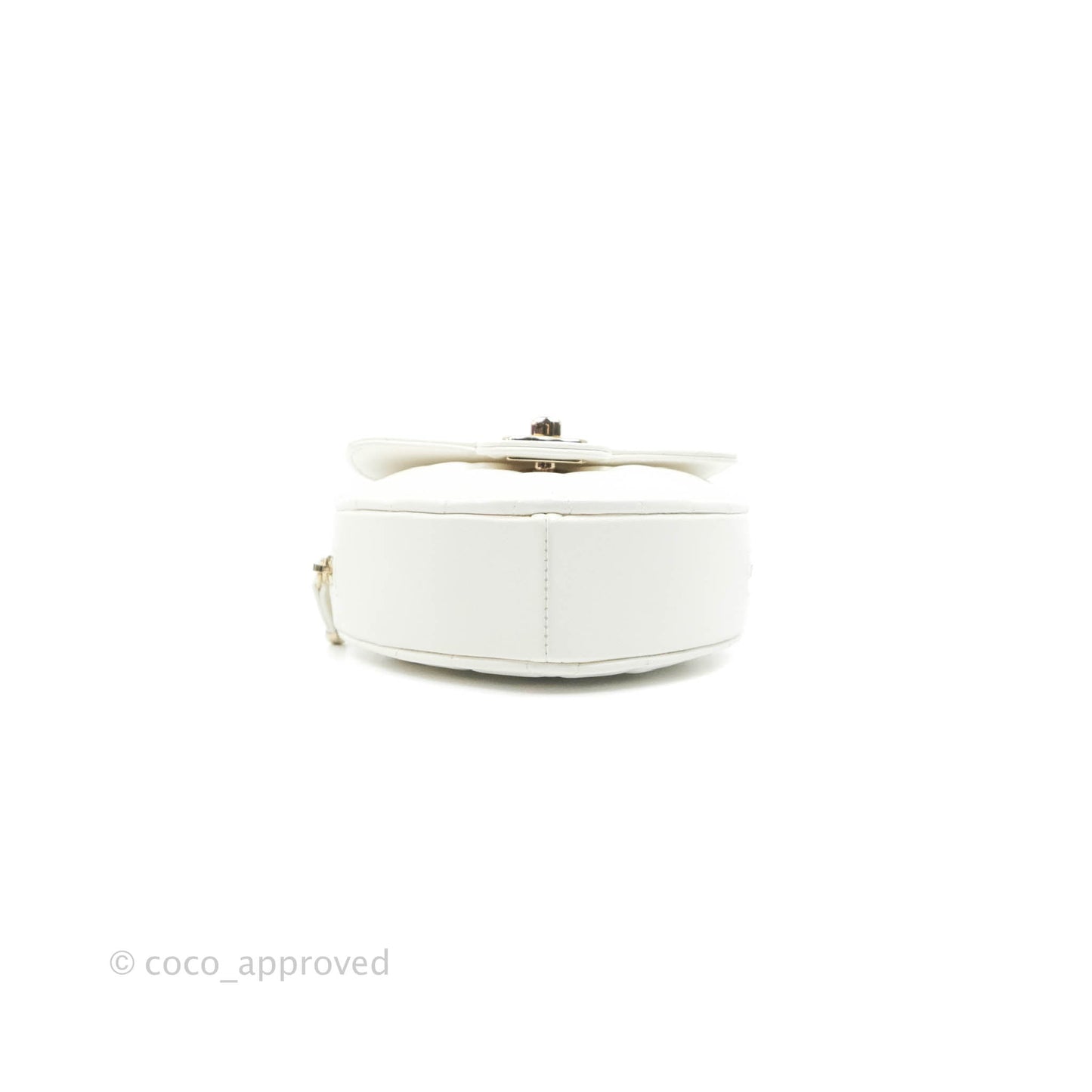 Chanel Small Heart Bag White Lambskin Gold Hardware 22S