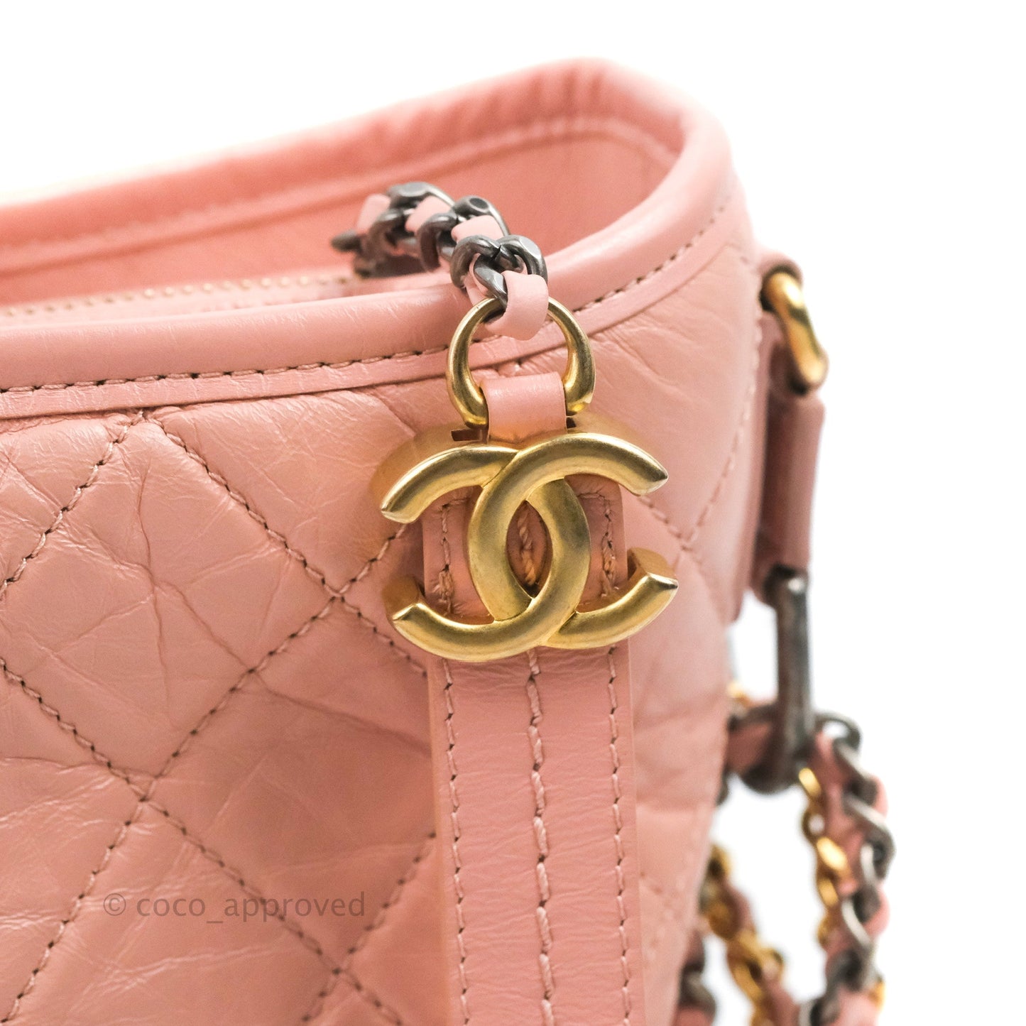 Chanel Quilted Small Gabrielle Hobo Pink Aged Calfskin