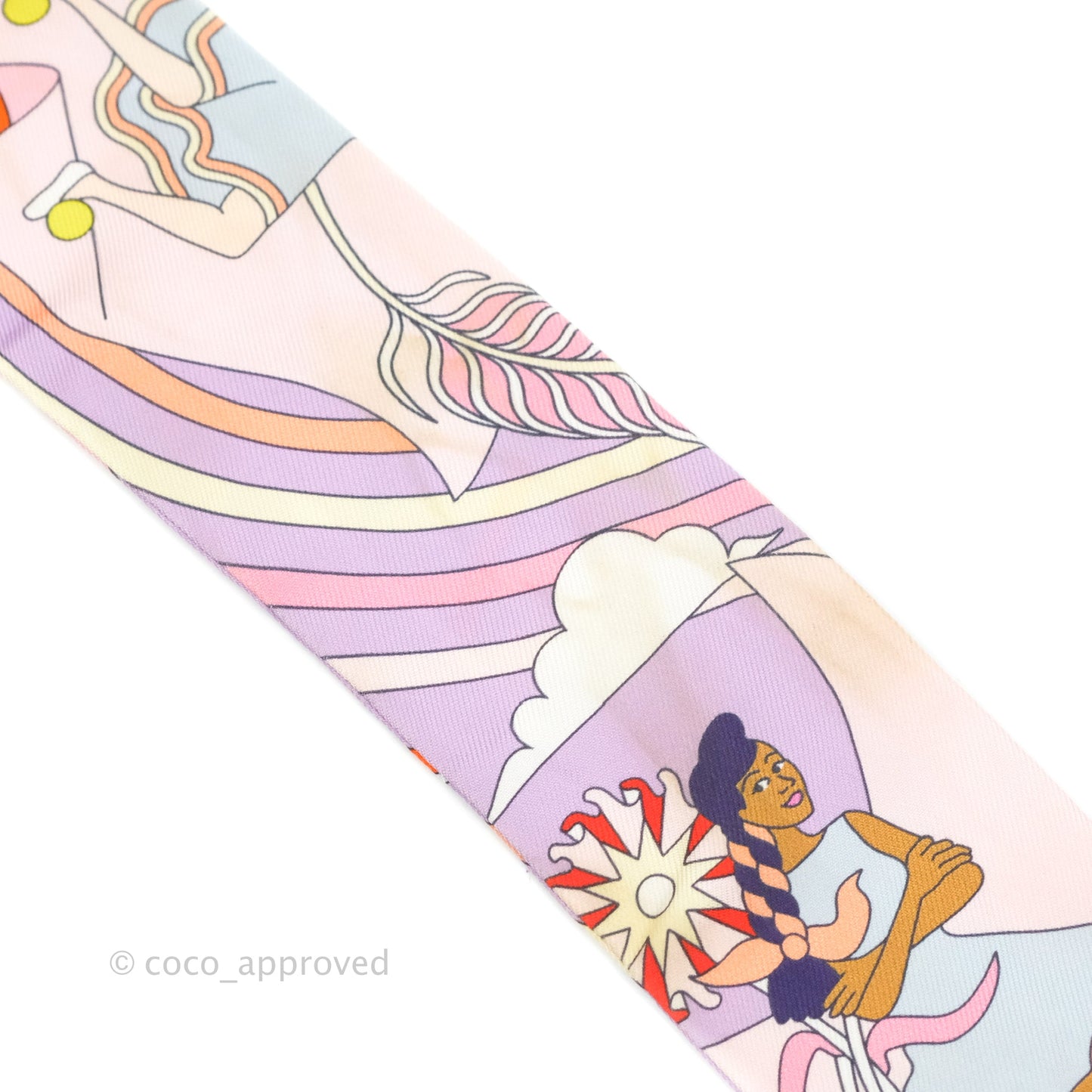 Hermes Silk Carres Volants Twilly Lilas/Rose Pâle/ Orange