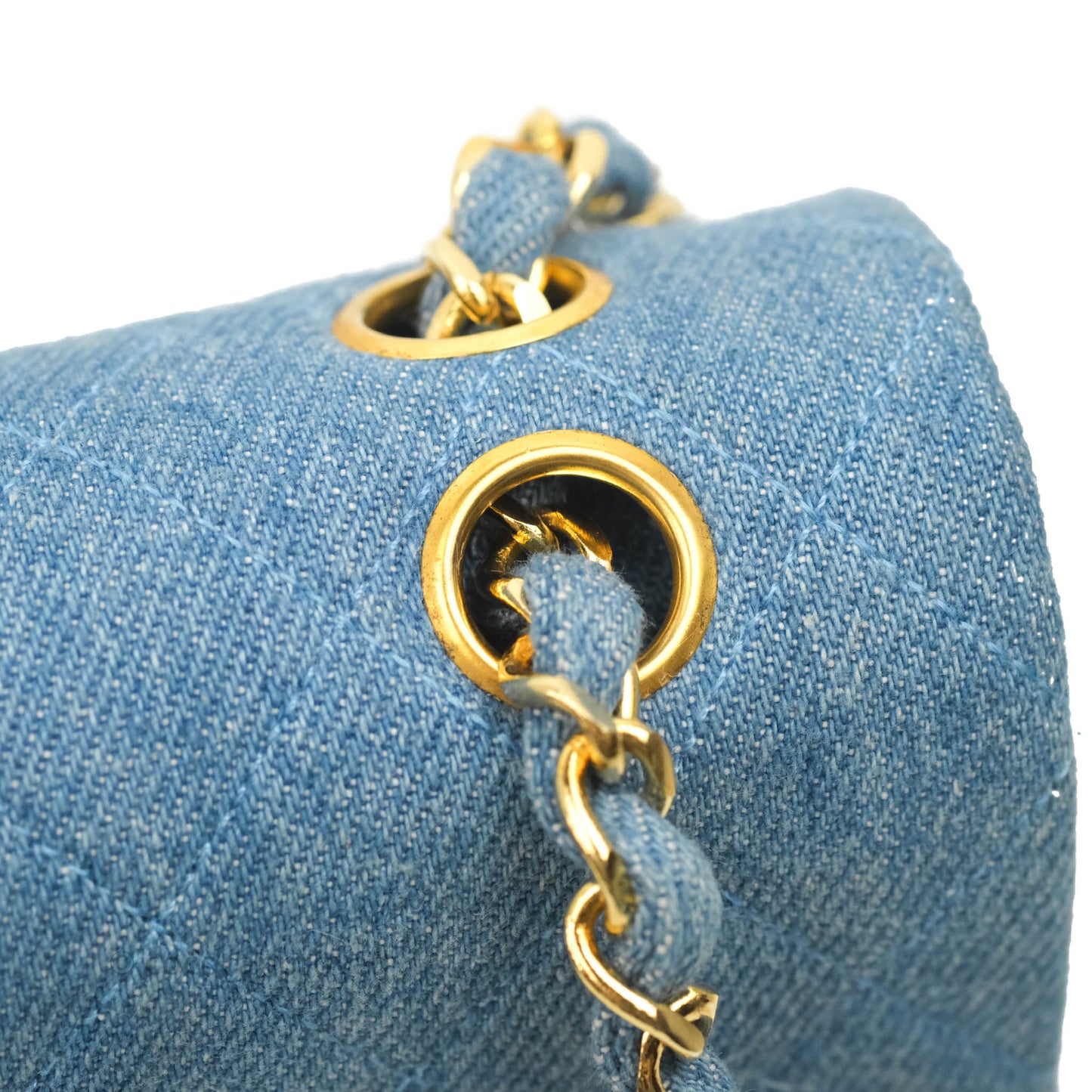 Chanel Vintage Classic Small S/M Flap Denim 24K Gold Hardware