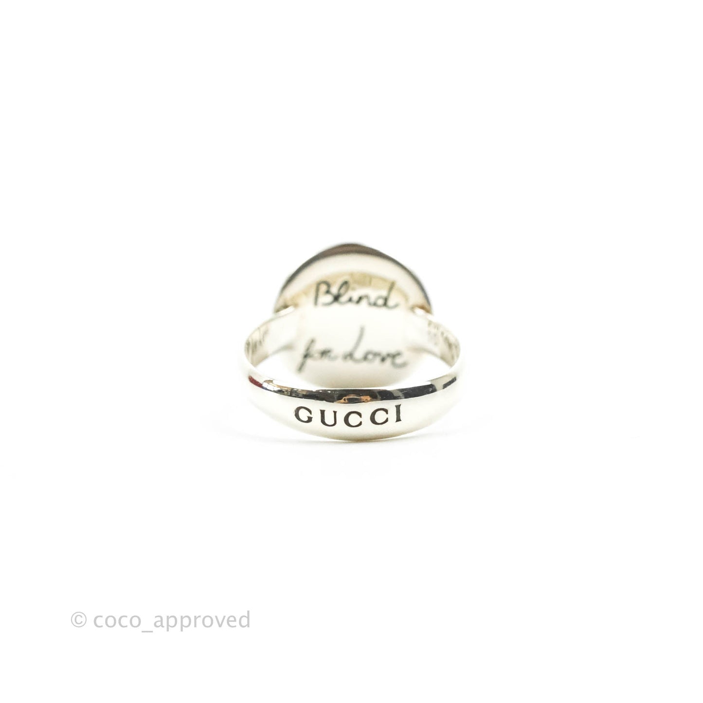 Gucci Blind For Love Mystic Cat Engraved Ring Sterling Silver Size 10