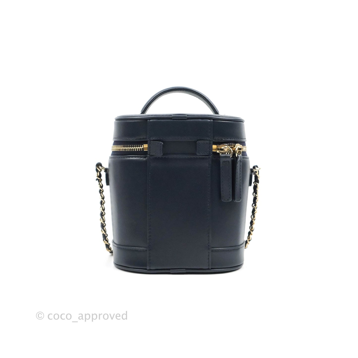 Chanel CC Mania Vanity Case Navy Lambskin Gold Hardware