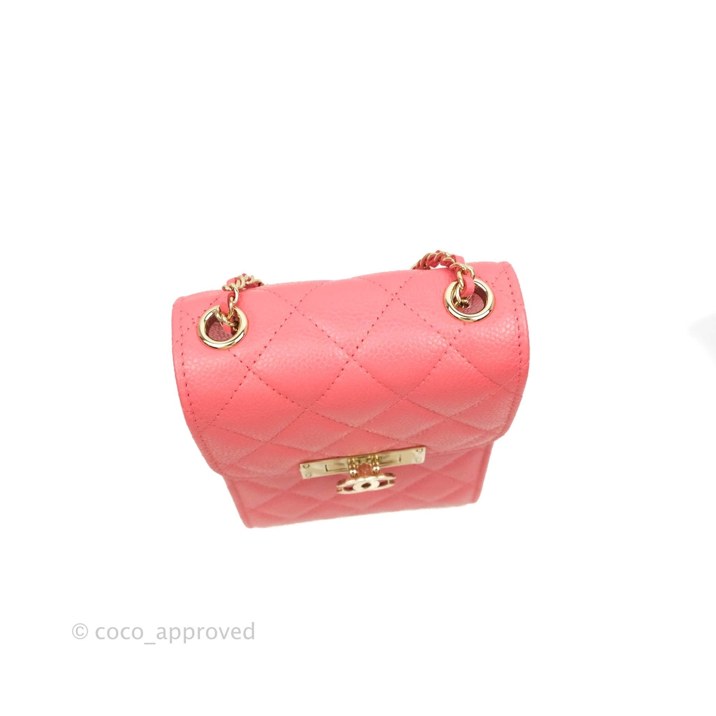 Chanel Golden Class Phone Holder With Chain Pink Caviar Gold Hardware