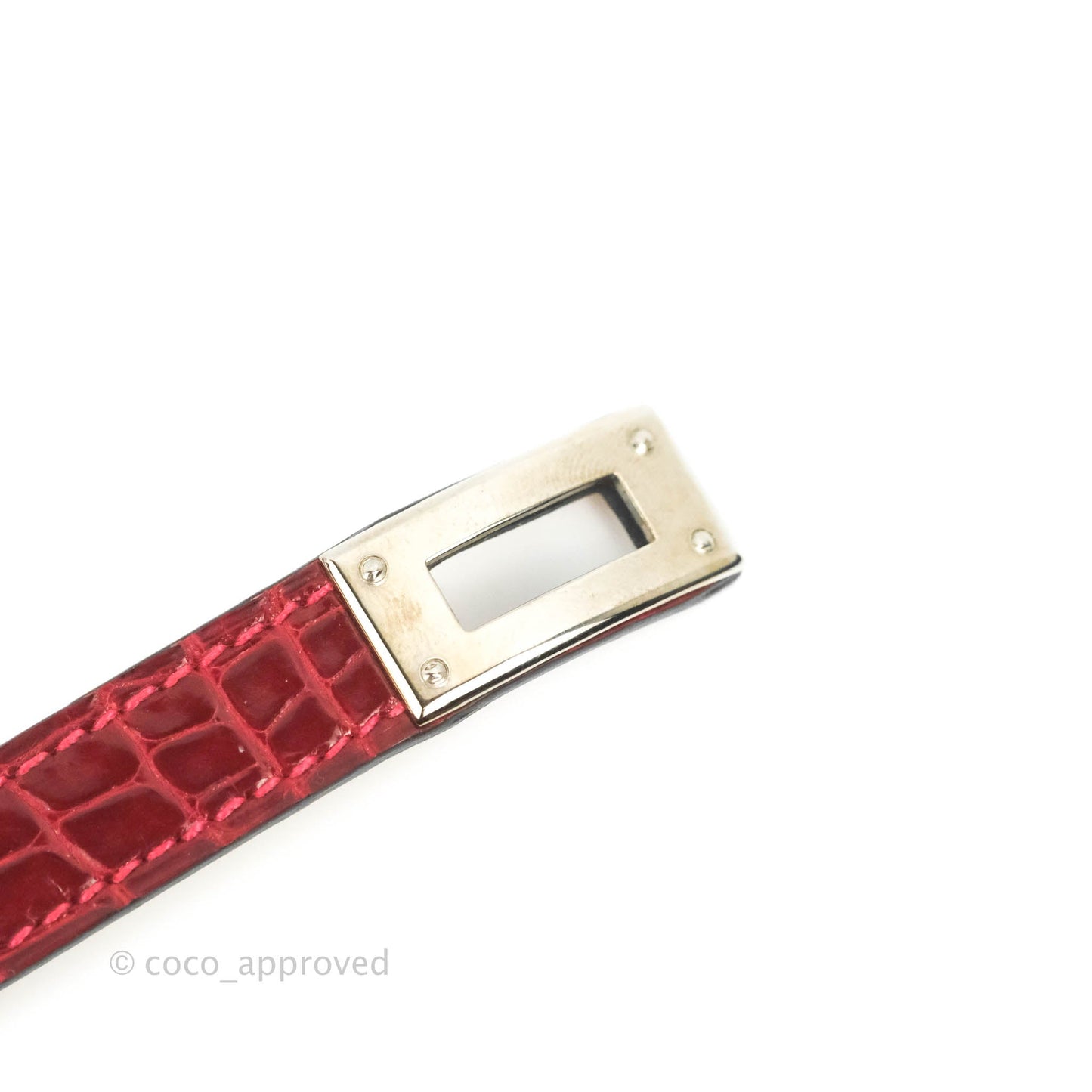 Hermès Double Tour Kelly Bracelet Rouge Alligator Leather Palladium Hardware