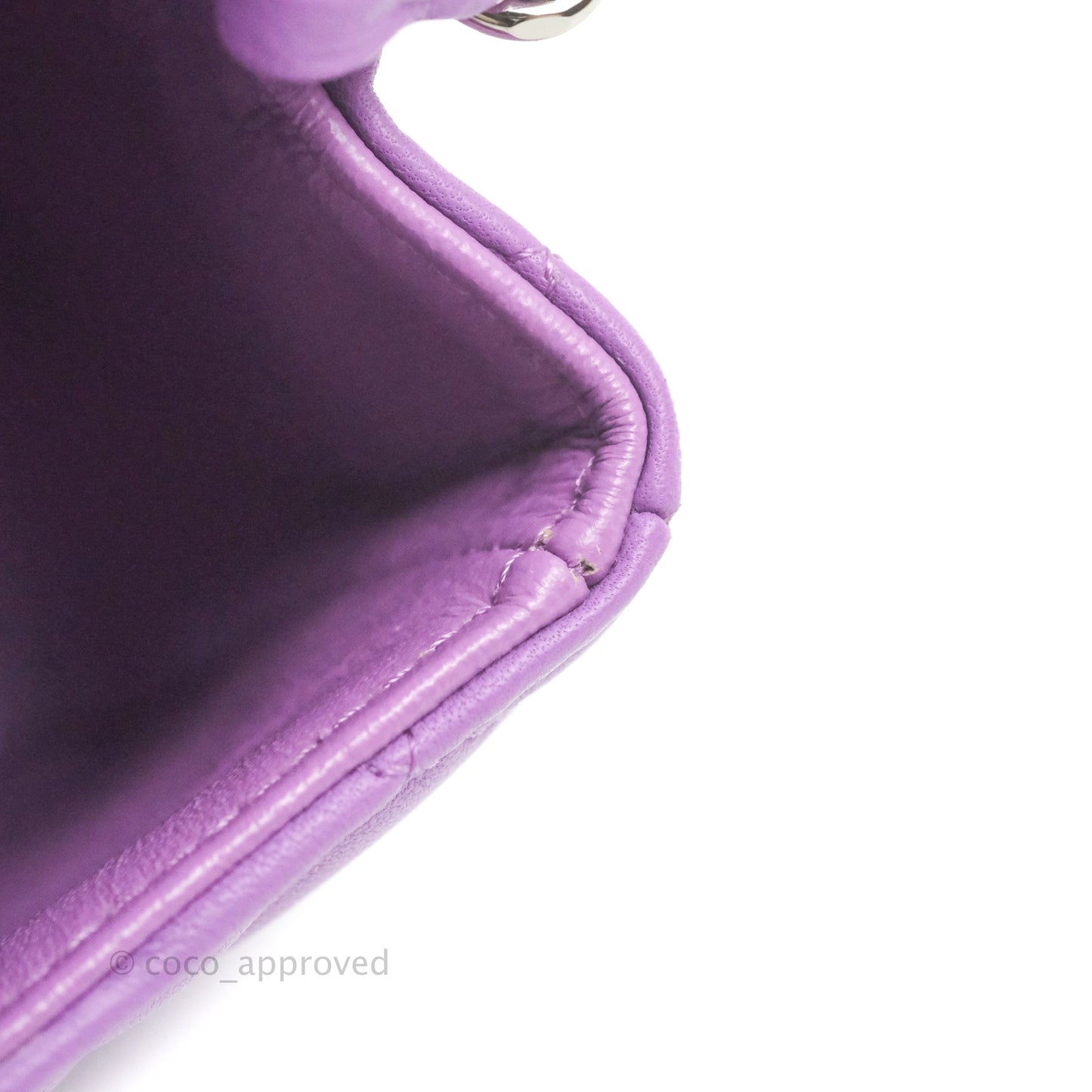 Chanel Quilted Mini Rectangular Flap Purple Lambskin Silver Hardware