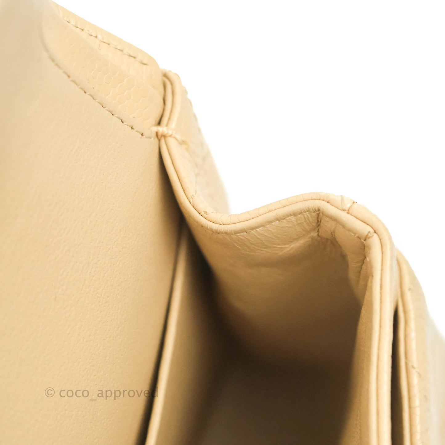 Chanel Classic M/L Medium Flap Quilted Beige Caviar Gold Hardware