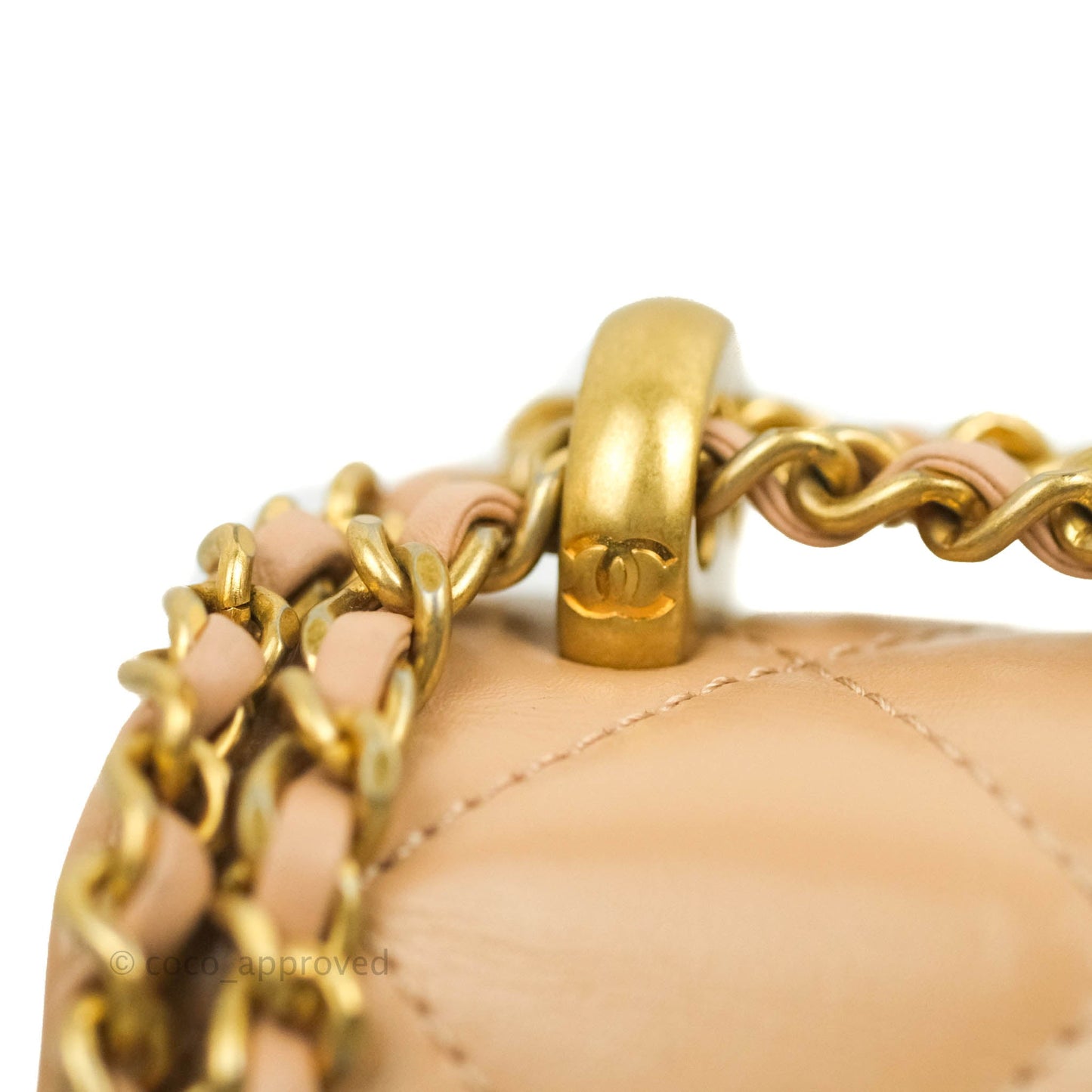 Chanel Quilted Mini Perfect Fit Adjustable Beige Calfskin Gold Hardware 21A