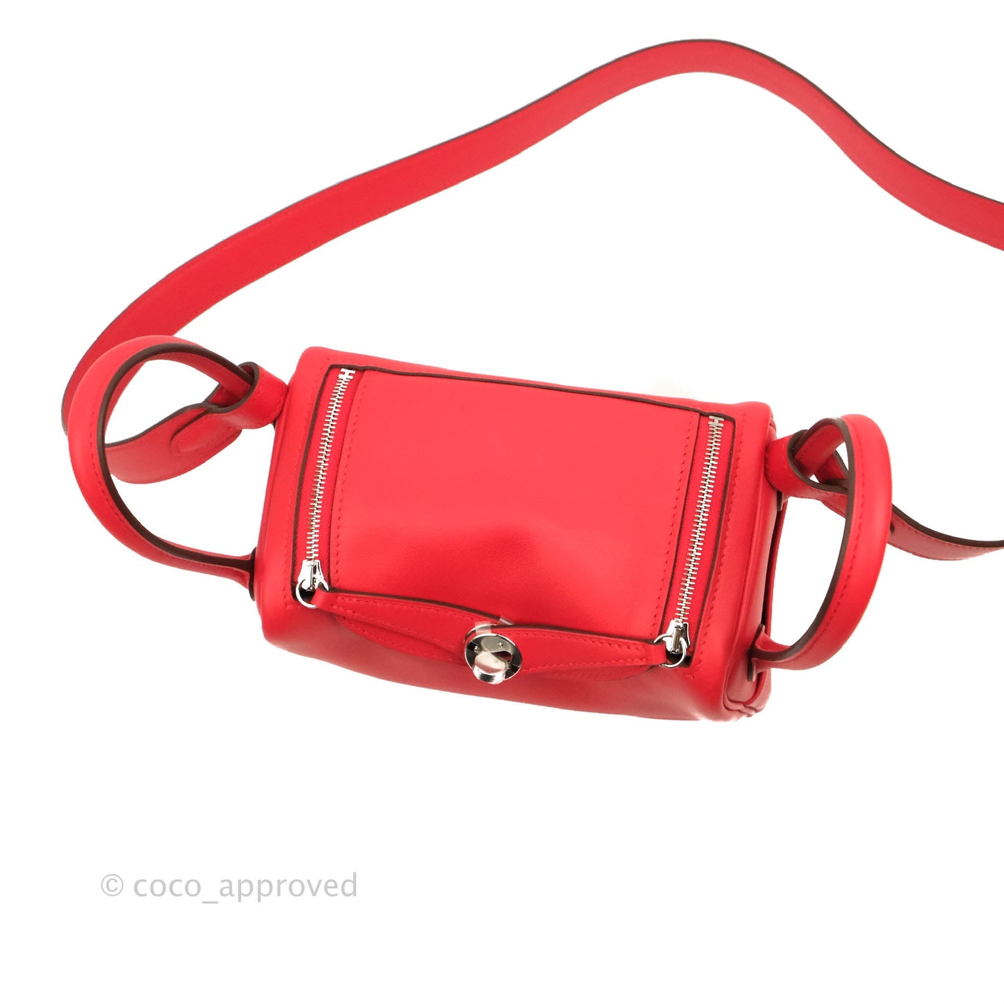 Hermès Mini Lindy 20 Red Swift Palladium Hardware