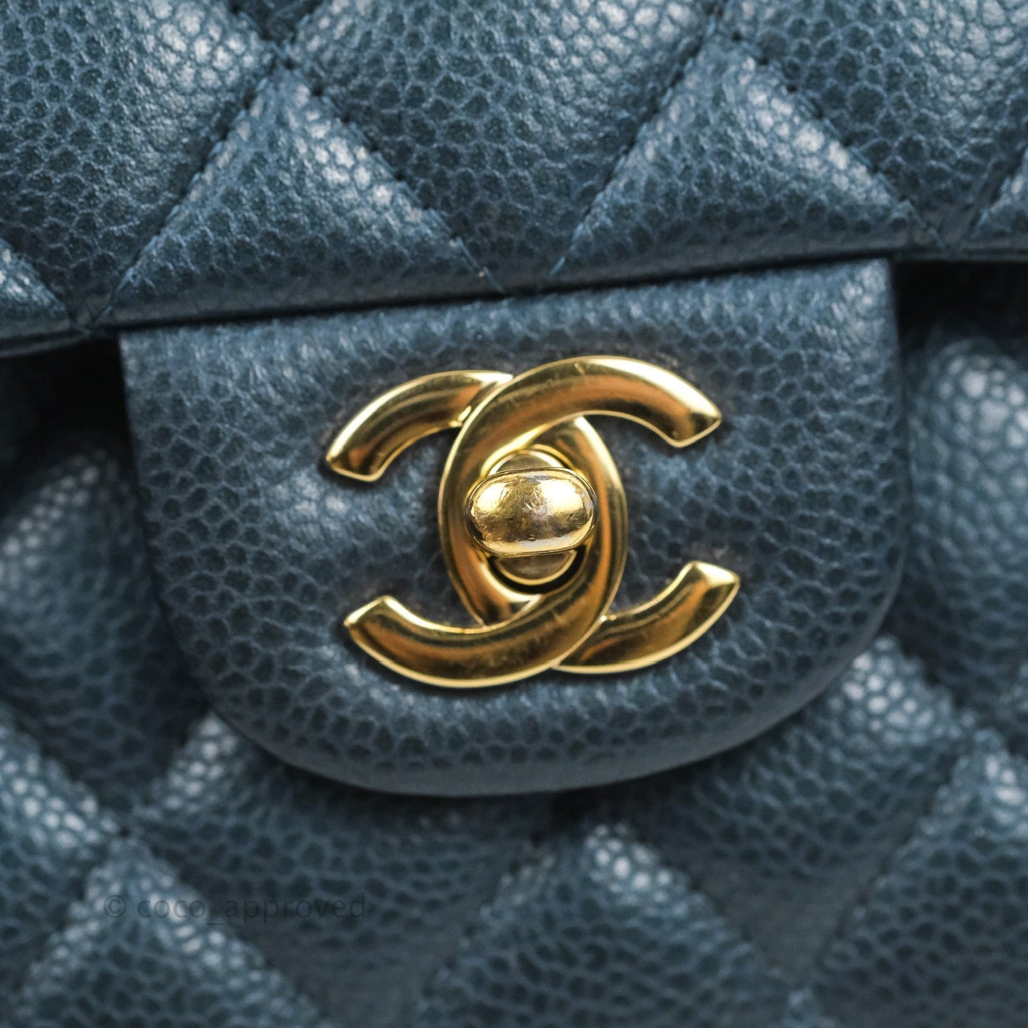 Chanel Small Classic Flap Quilted Iridescent Navy Caviar Gold Hardware 18S