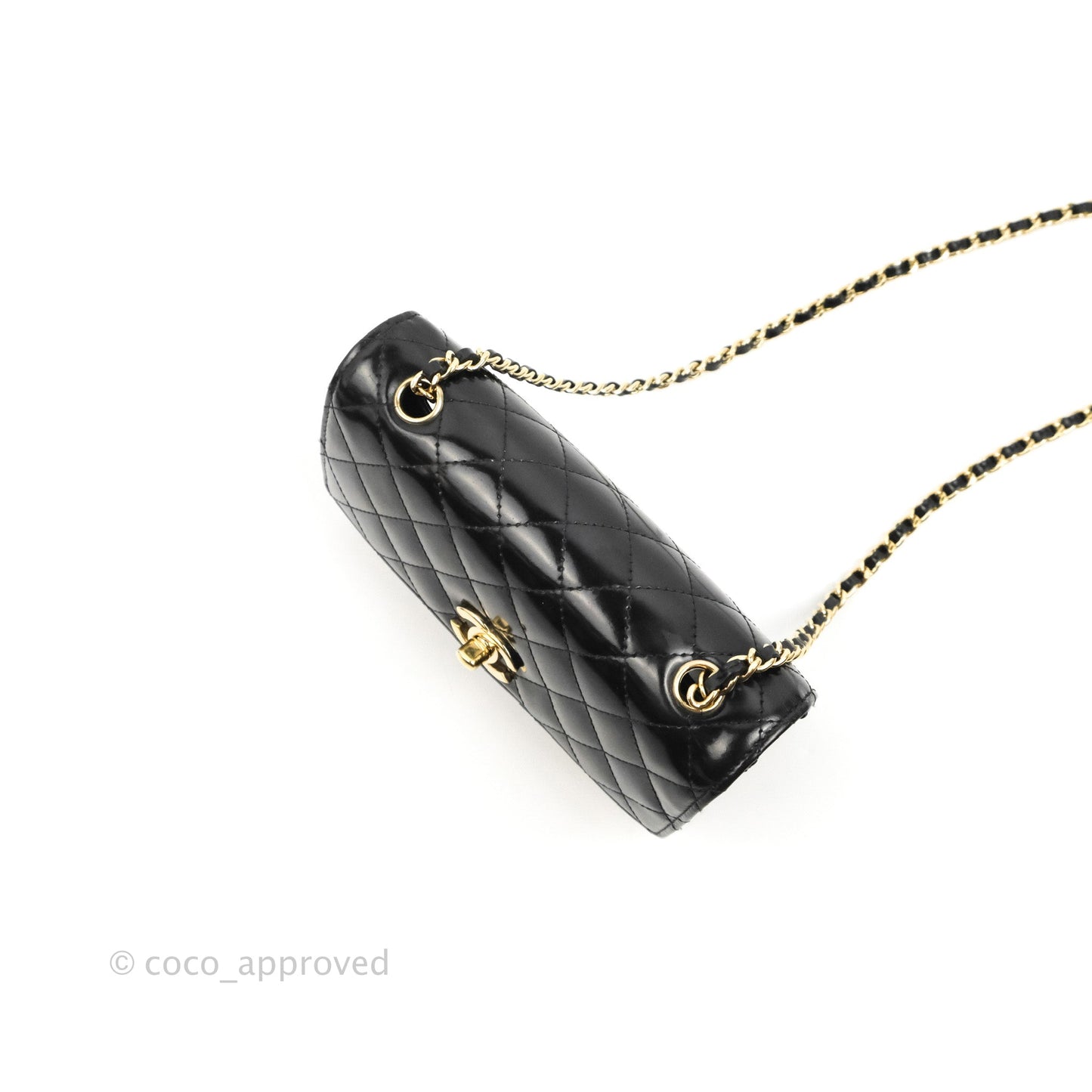 Chanel Mini Flap Clutch with Chain Black Gold Hardware