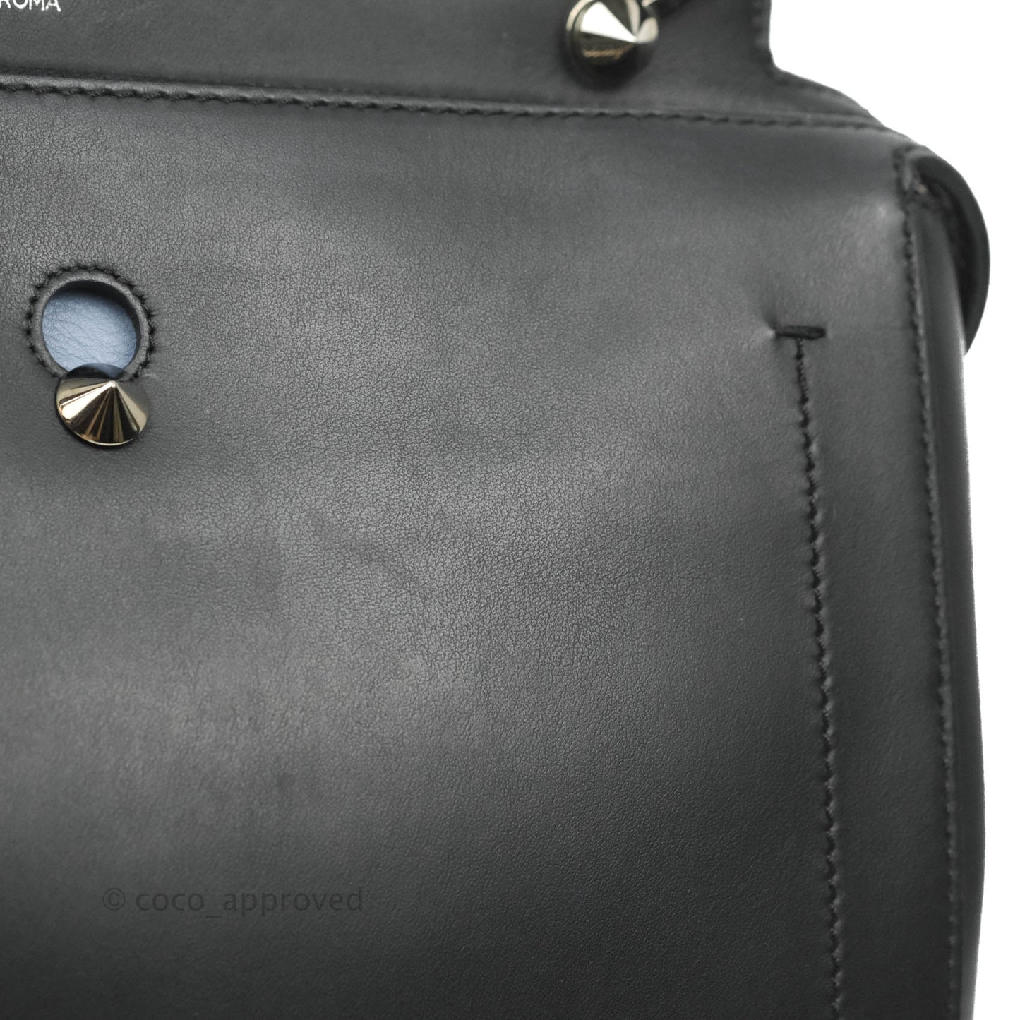 Fendi DotCom Satchel Bag Black Royal Blue Calfskin